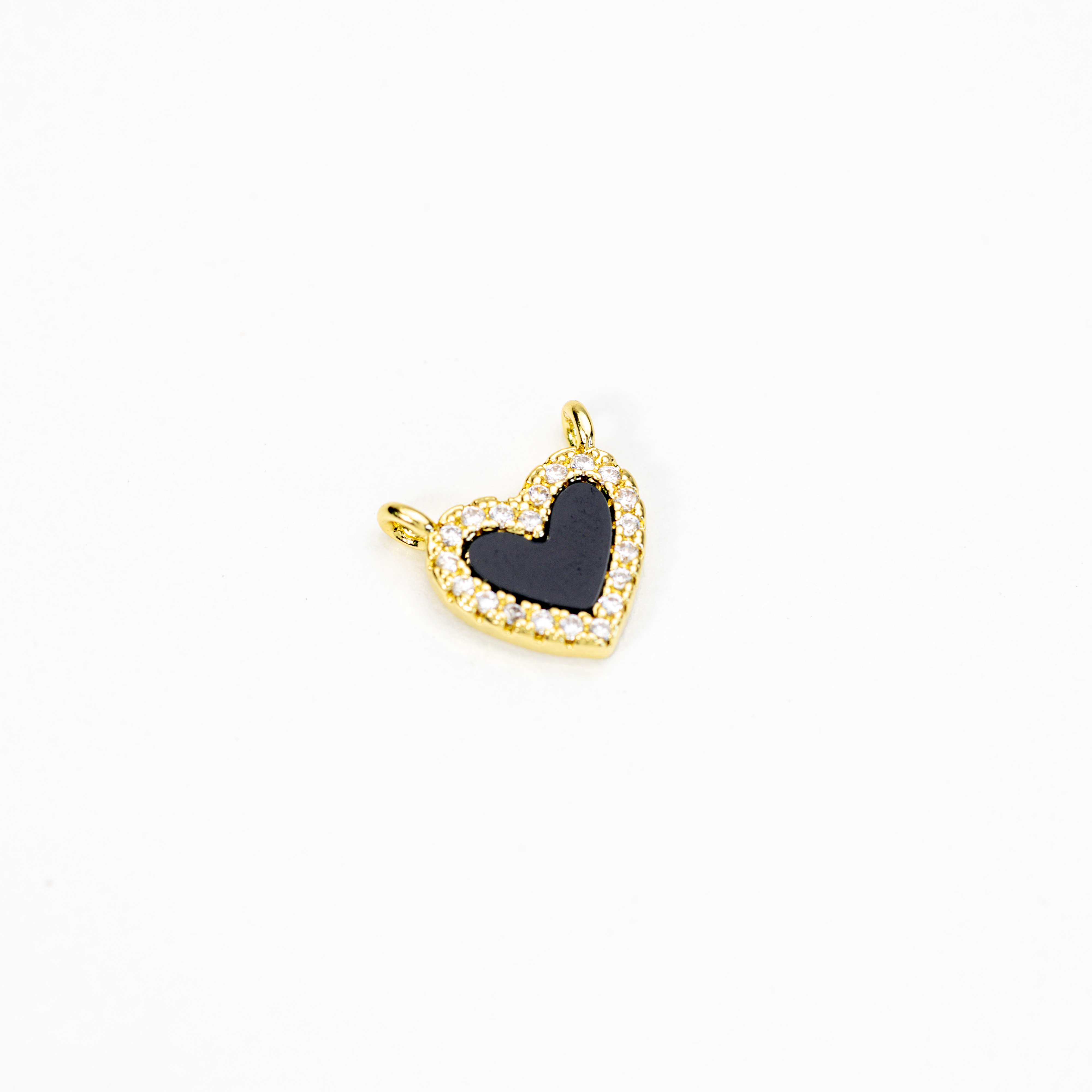 19166 11mm Black Heart Charm Connector with Zircon
