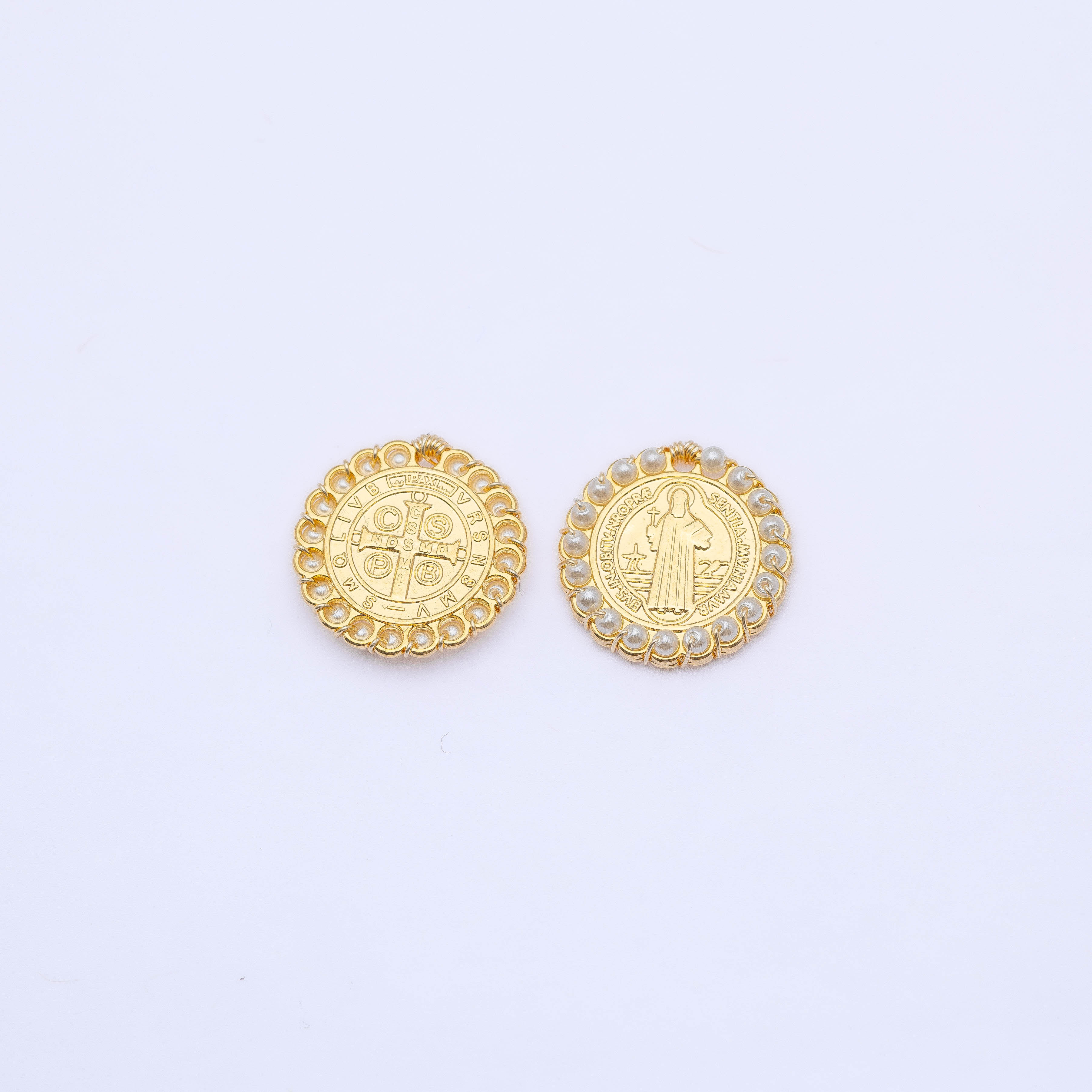 21474 Saint Benedict Medal with Mini Pearls