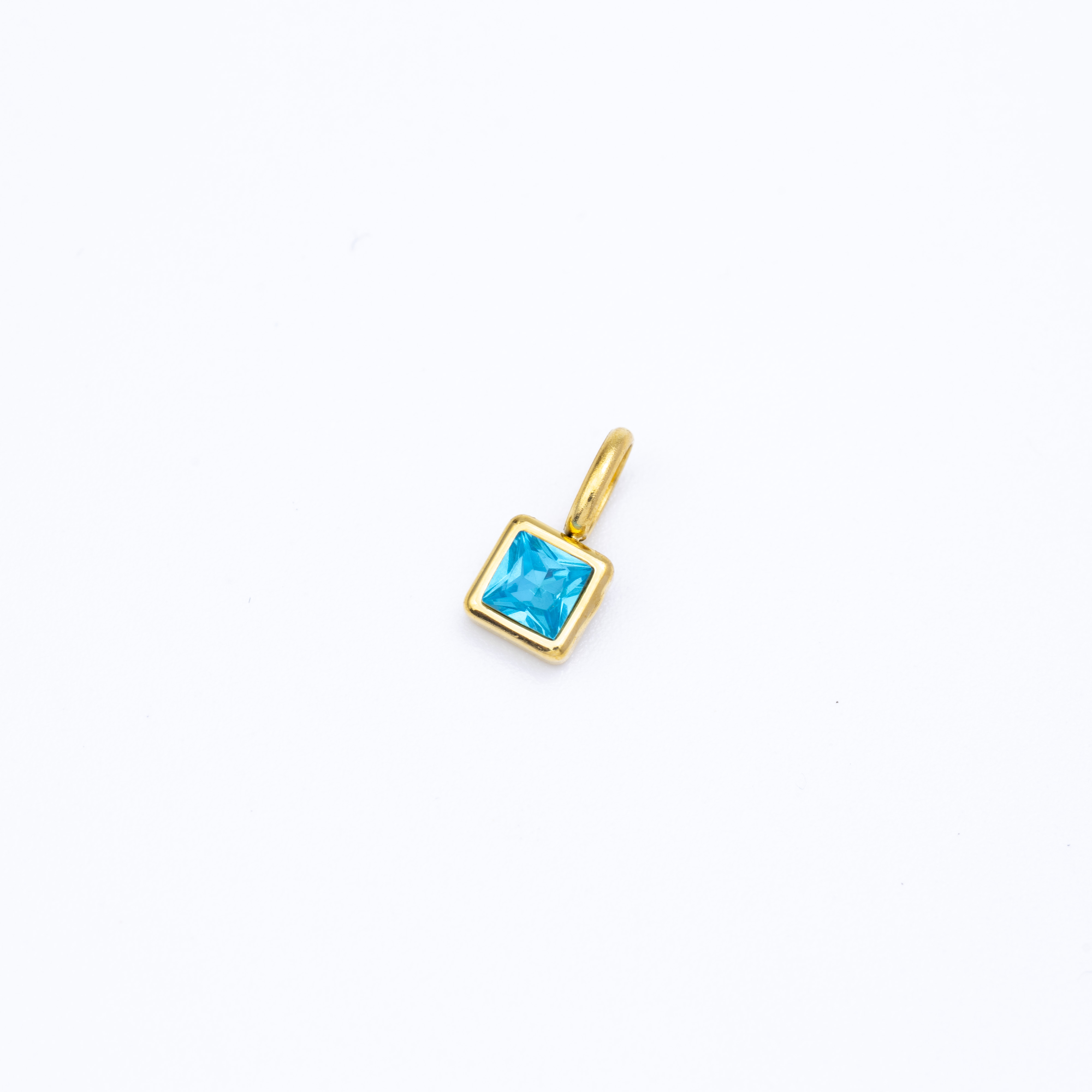 19516 Square Aqua Crystal Charm