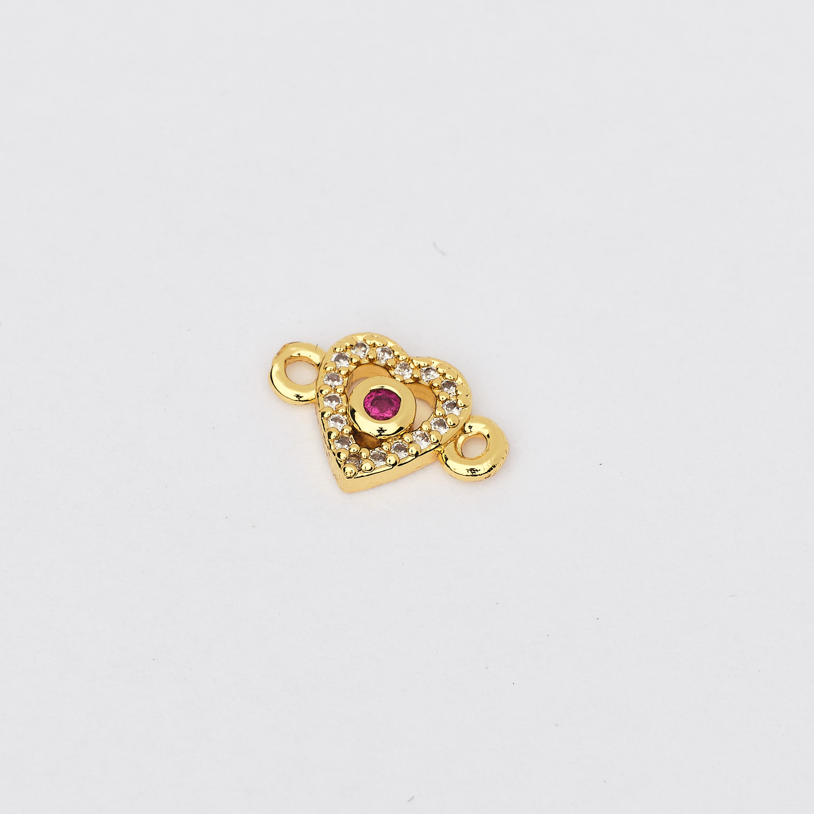 15988 12mm Fuchsia Heart with Crystal Connector