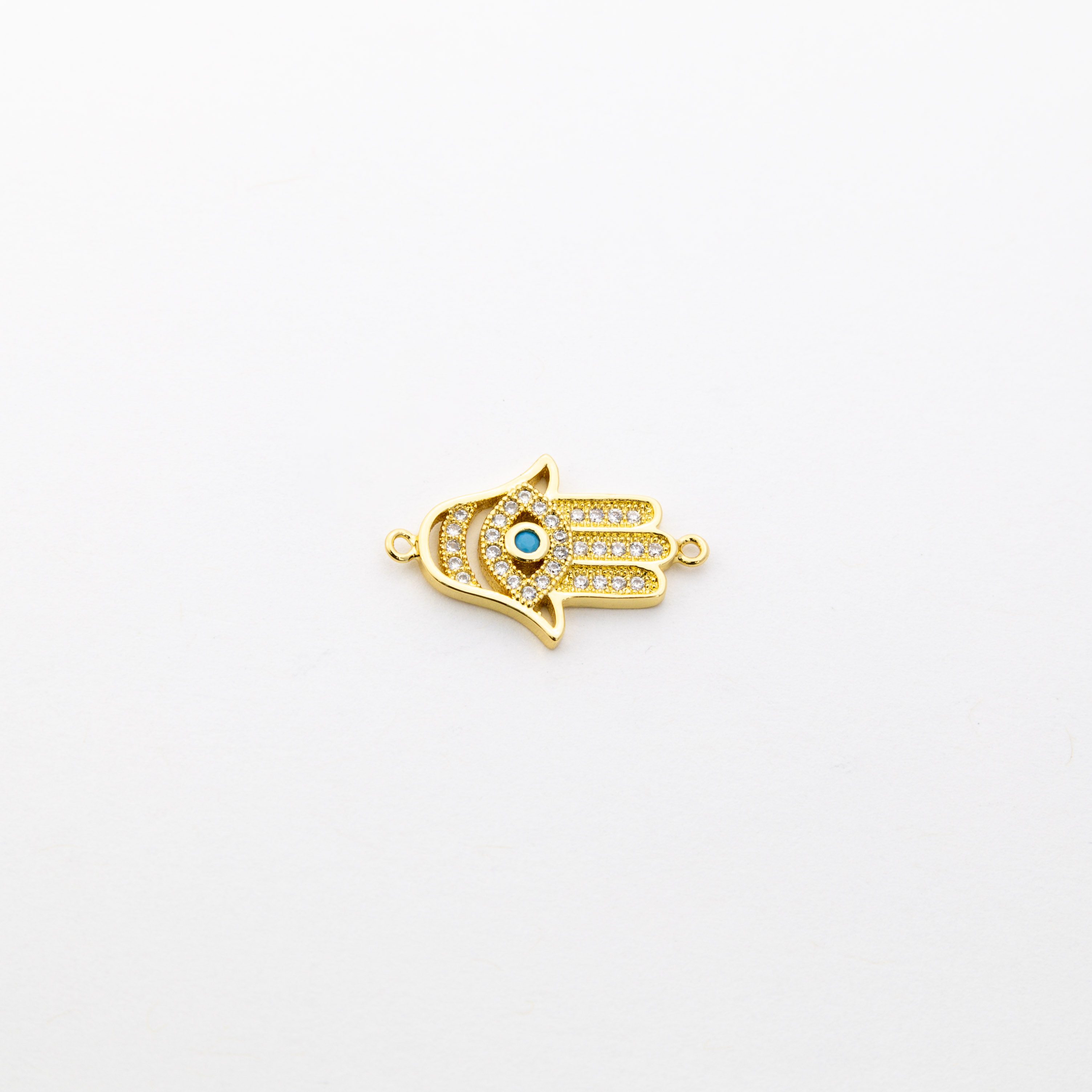18352 Hand Hamsa Clear Evil Eye Turquoise Connector