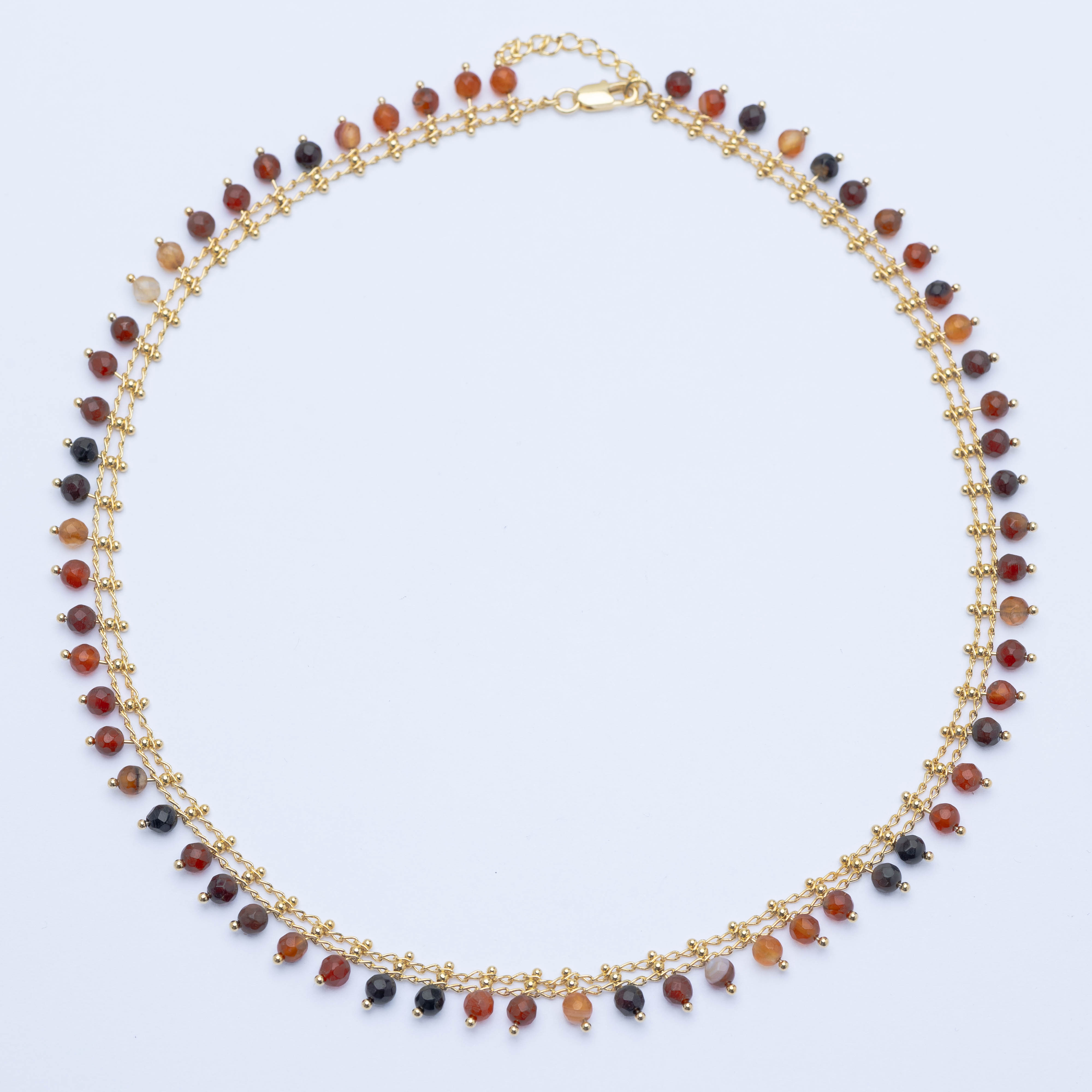 21155 Chain Necklace with Red and Black Stone Beads