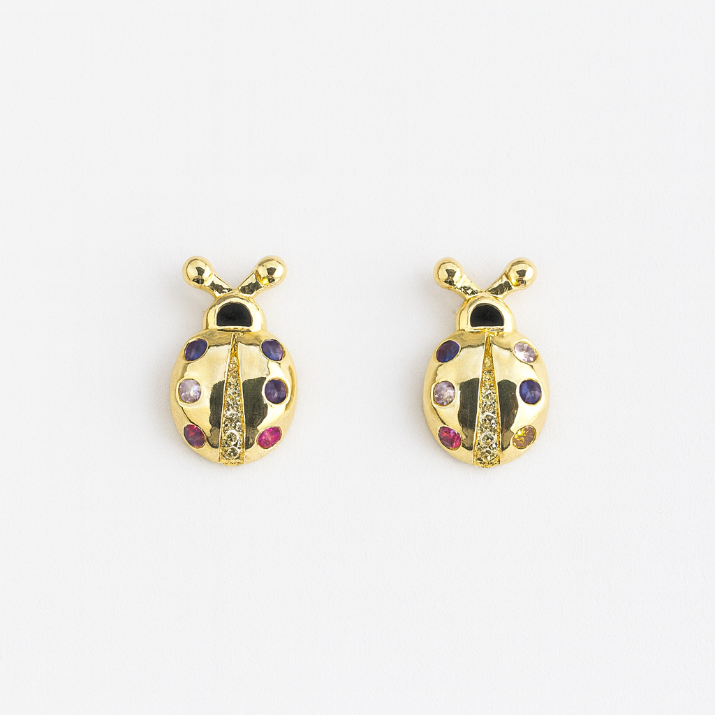 21545 Ladybug Earrings with Multicolor Crystals