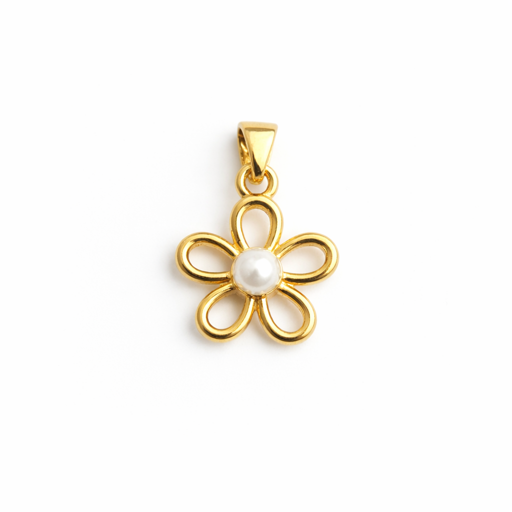 21577 Gold Flower Pendant with Pearl