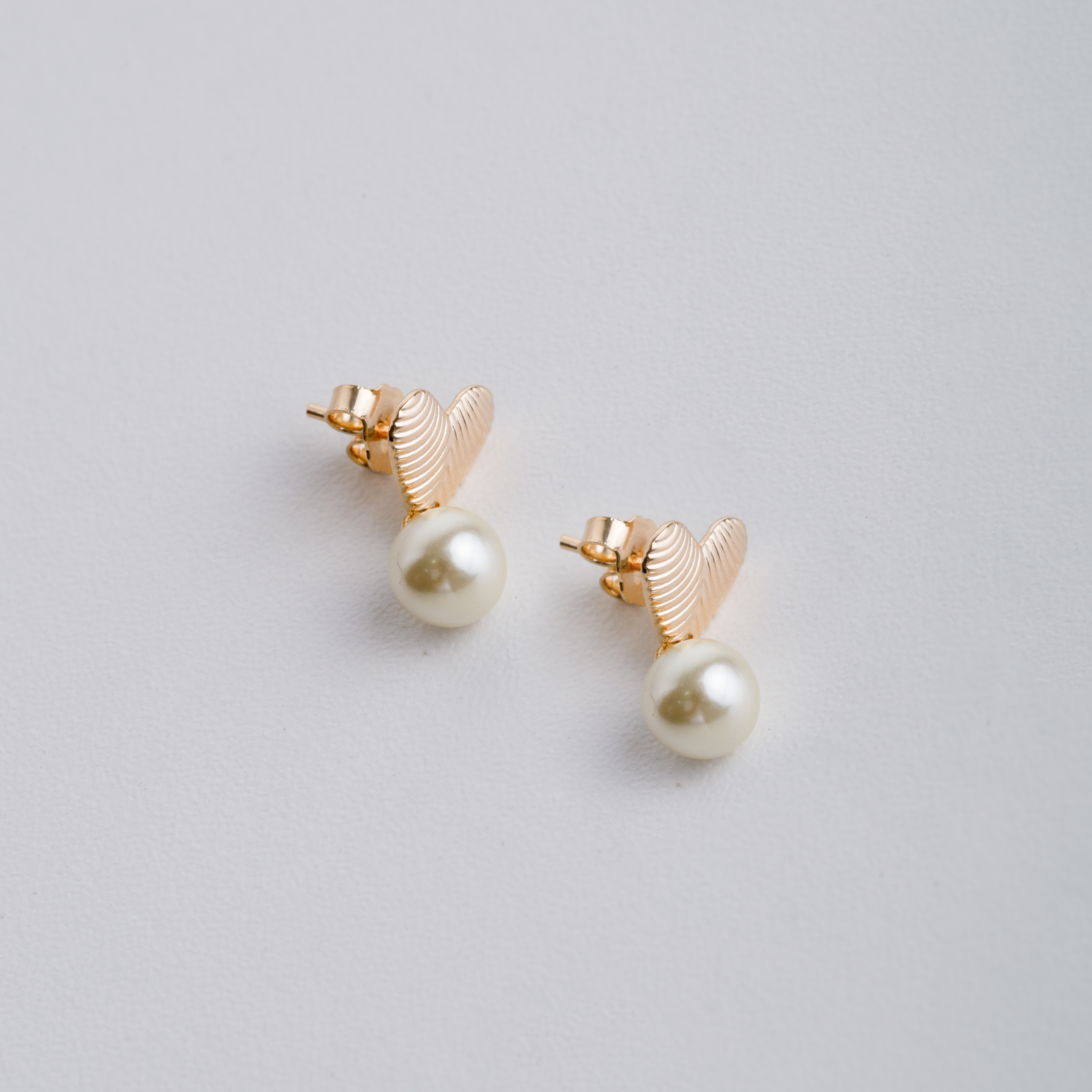 18471 Gold Heart with Pearl Earrings