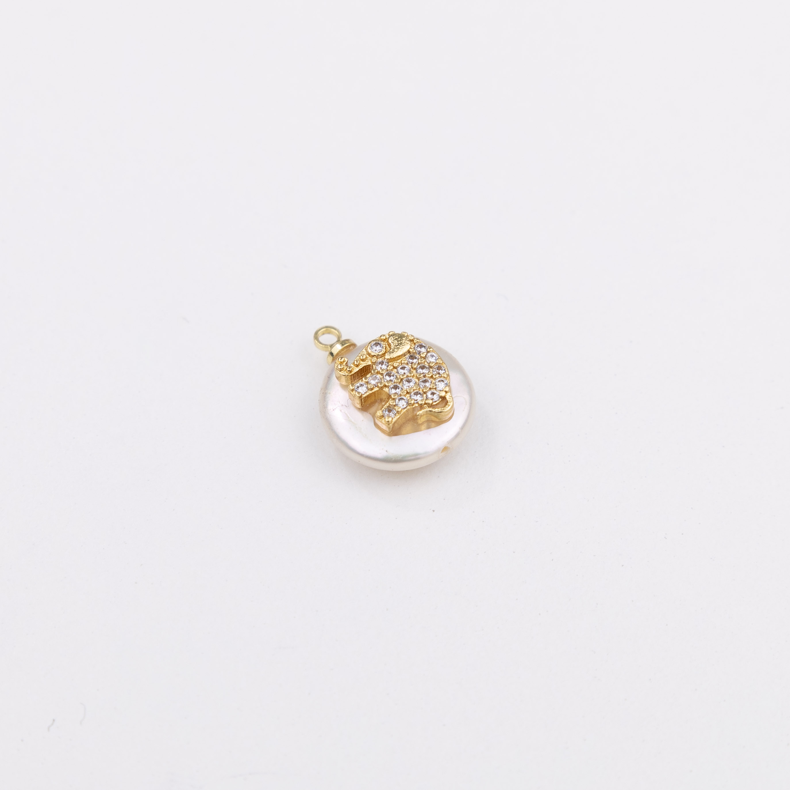 15716 Circular Pearl Pendant with Diamond Elephant