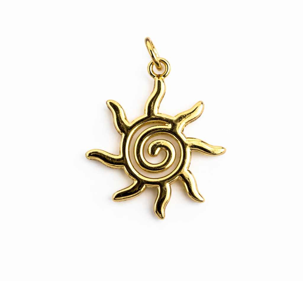 21879 Gold Sun Pendant with Spiral Design