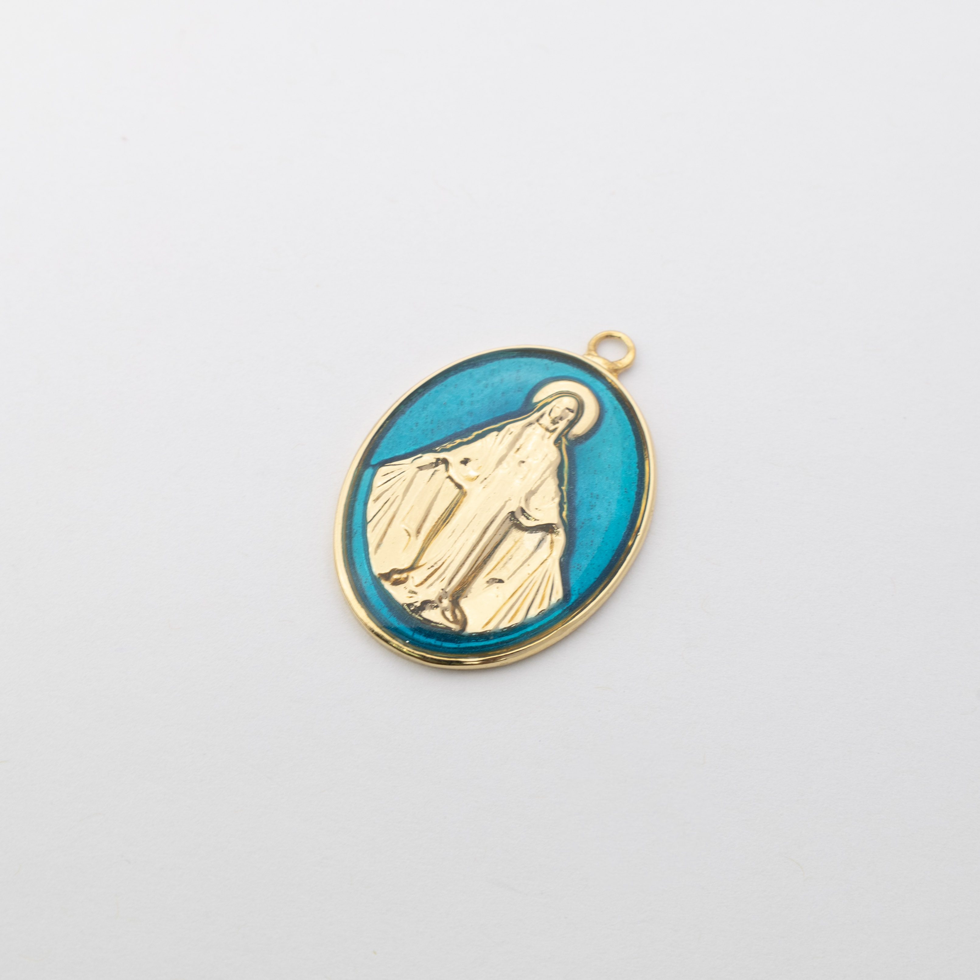 18298 Large Blue Virgin Milagrosa Pendant 
