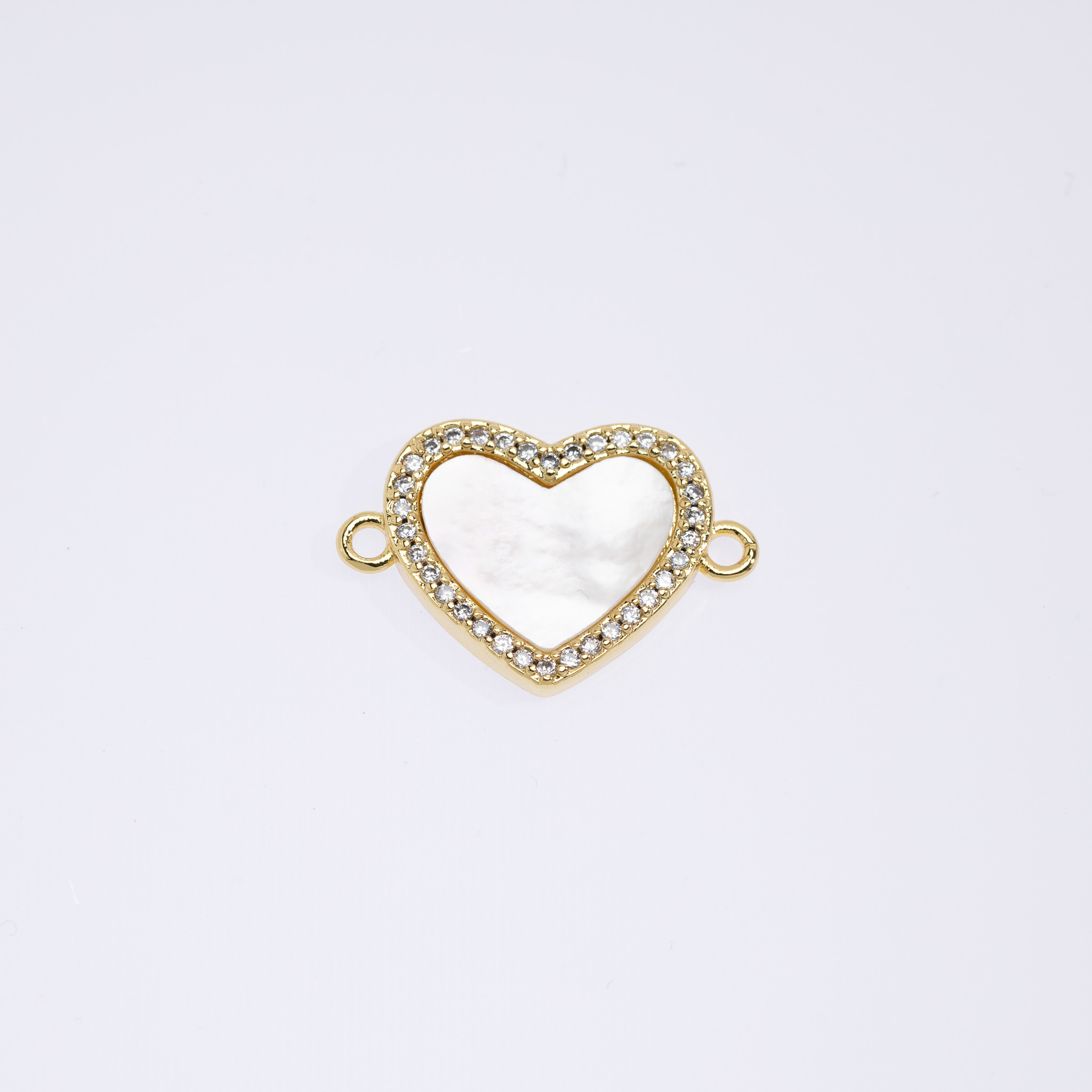 20637 Shell Heart Connector with Crystals