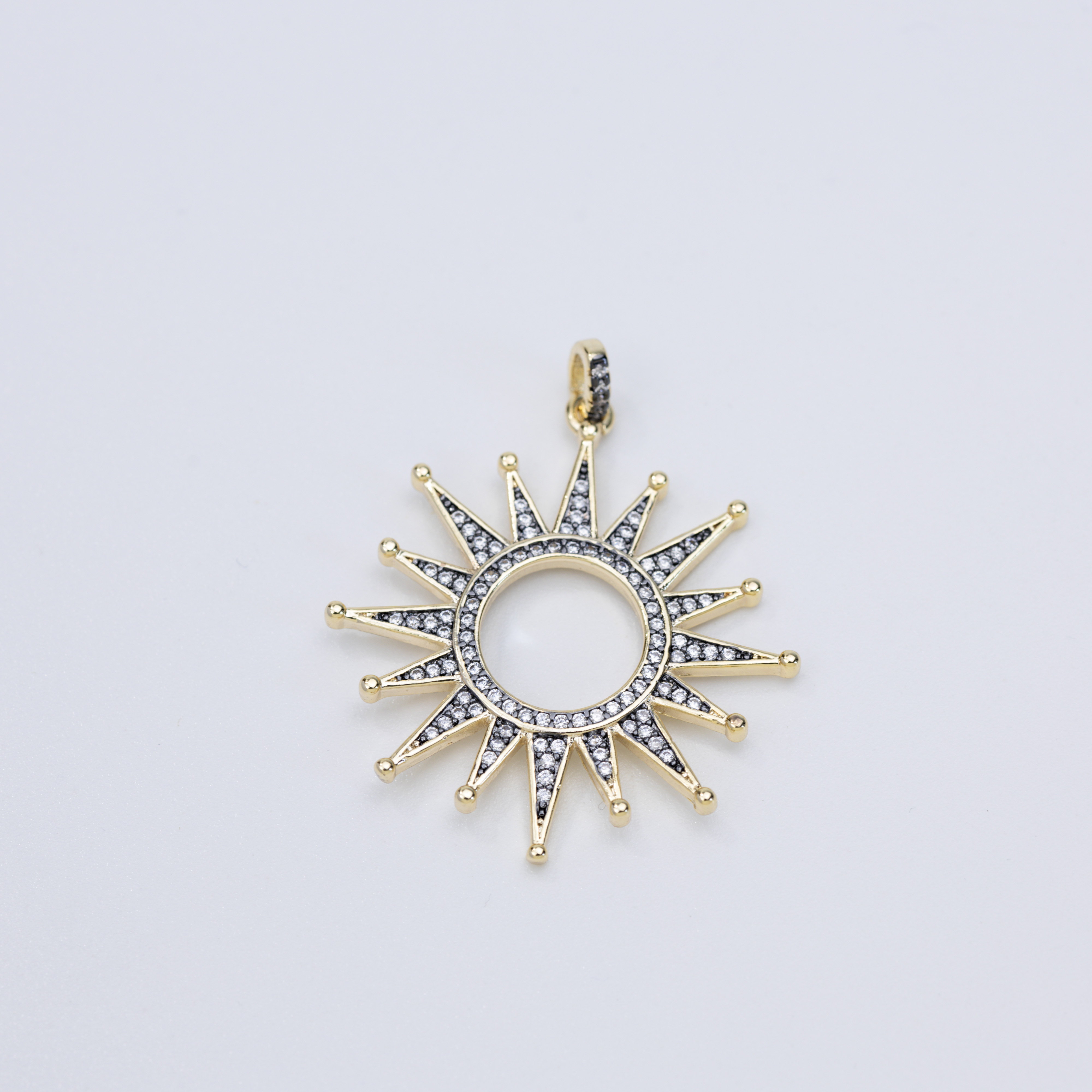 19827 Sun Pendant with Black Crystals
