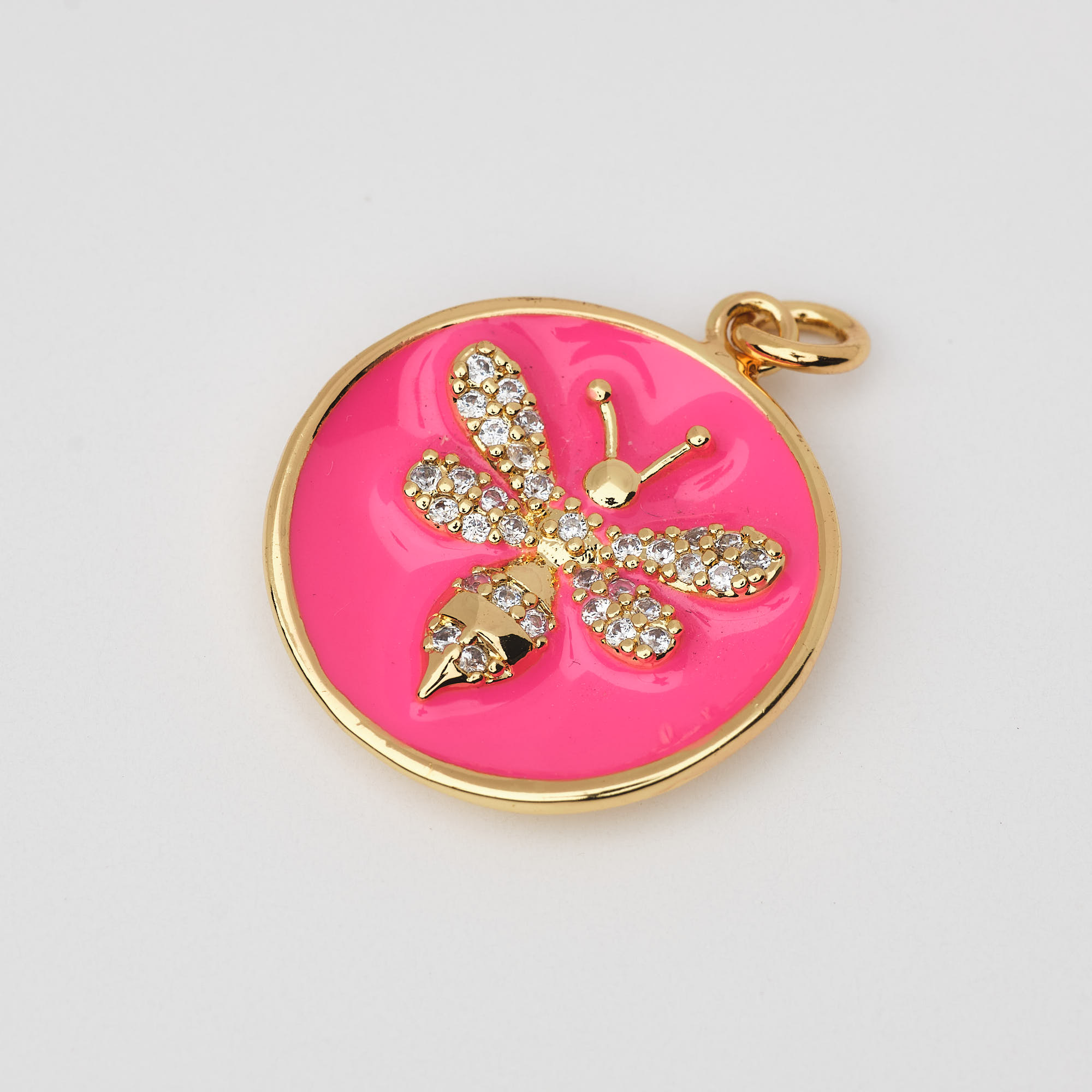 13149 Fuchsia Wasp Round Charm