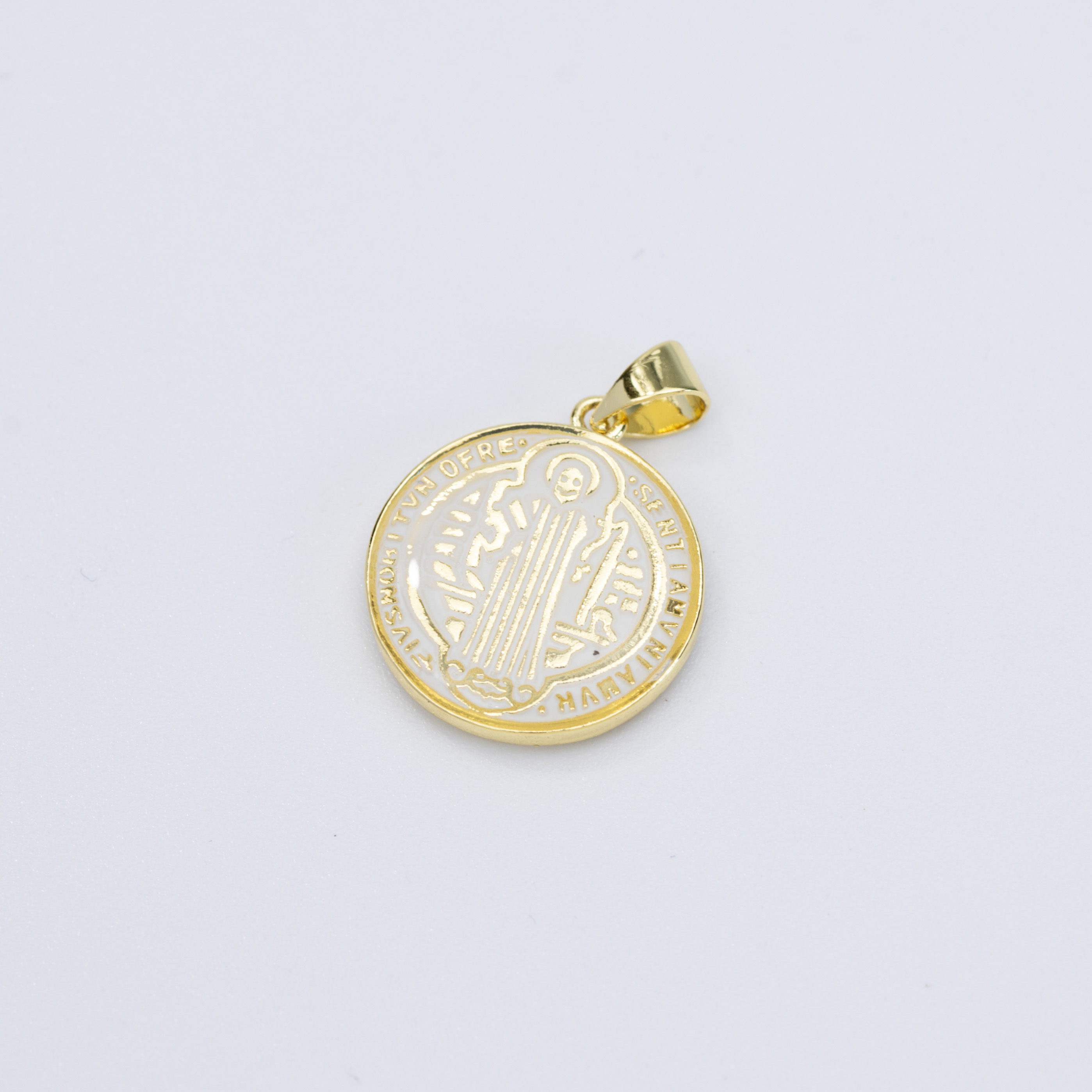 19824 St. Benedict Pendant with White Enamel