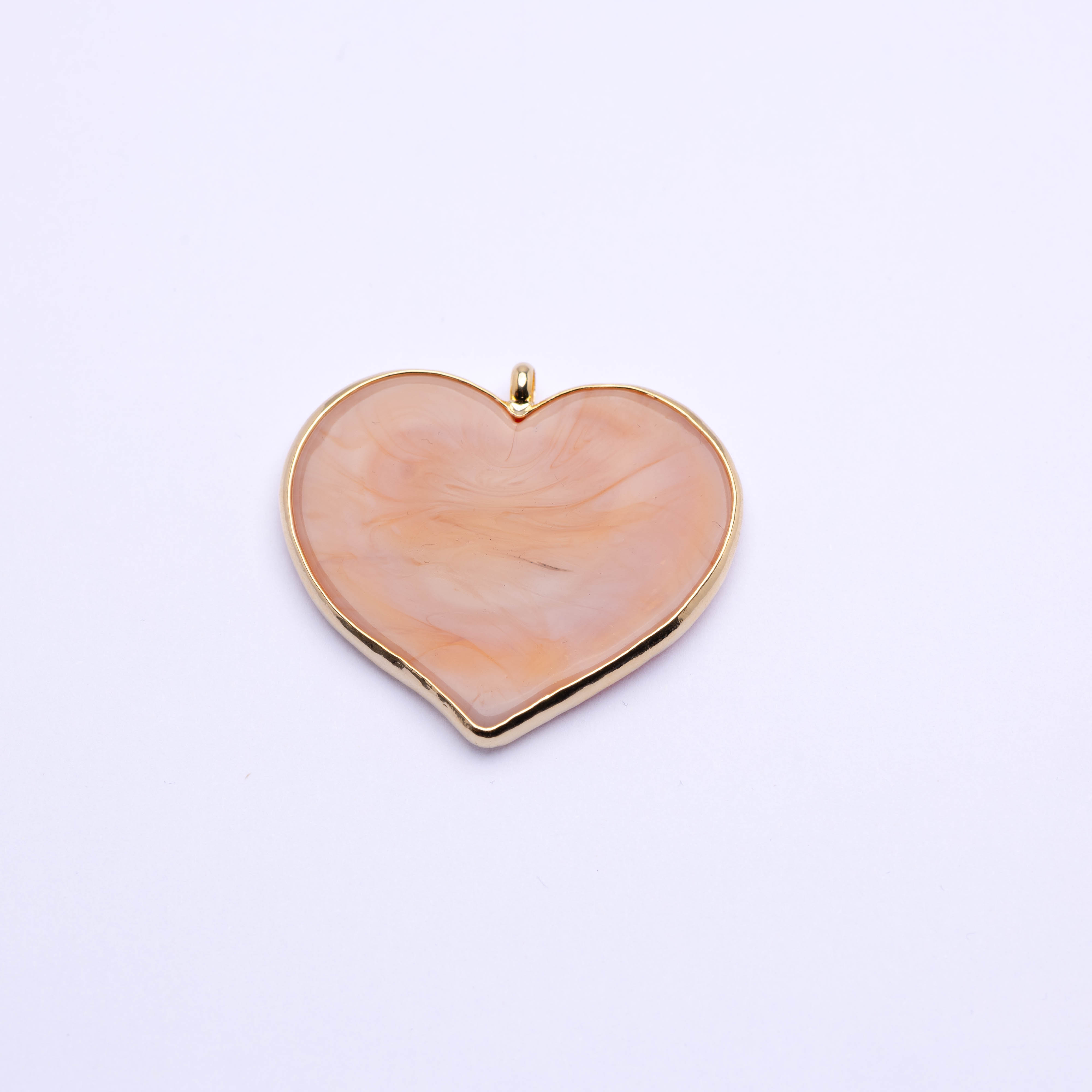 21296 Ligth Pink  Heart Bizel Pendant 40mm 
