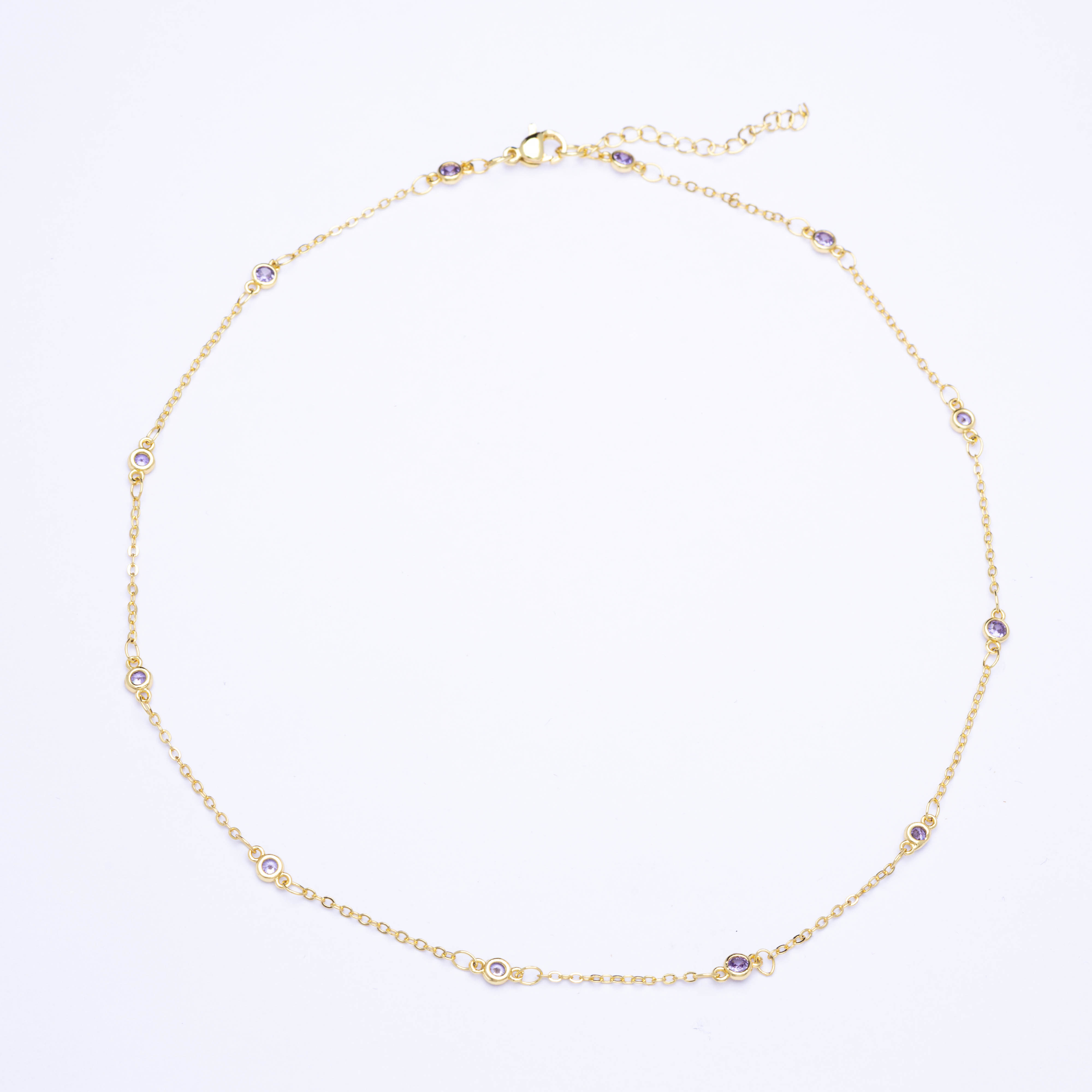 20428 Cadenas de Oro de 16” con Cristales Lila