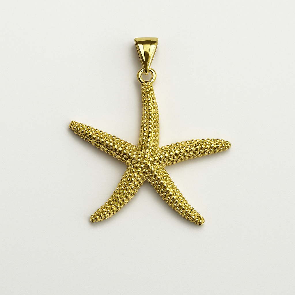 21083 Gold Starfish Pendant with Textured Relief