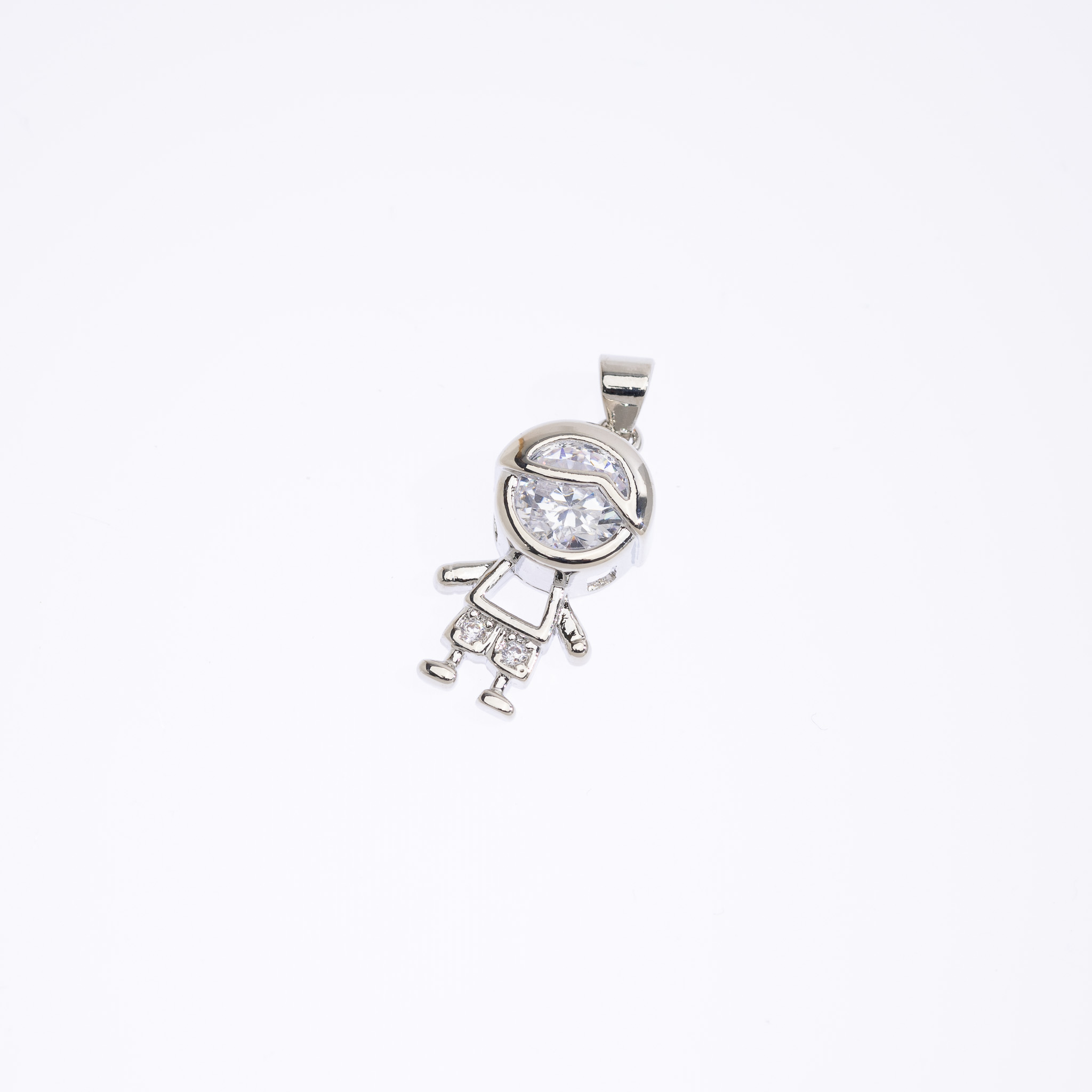 20589 Silver Boy Charm with Crystals 22mm