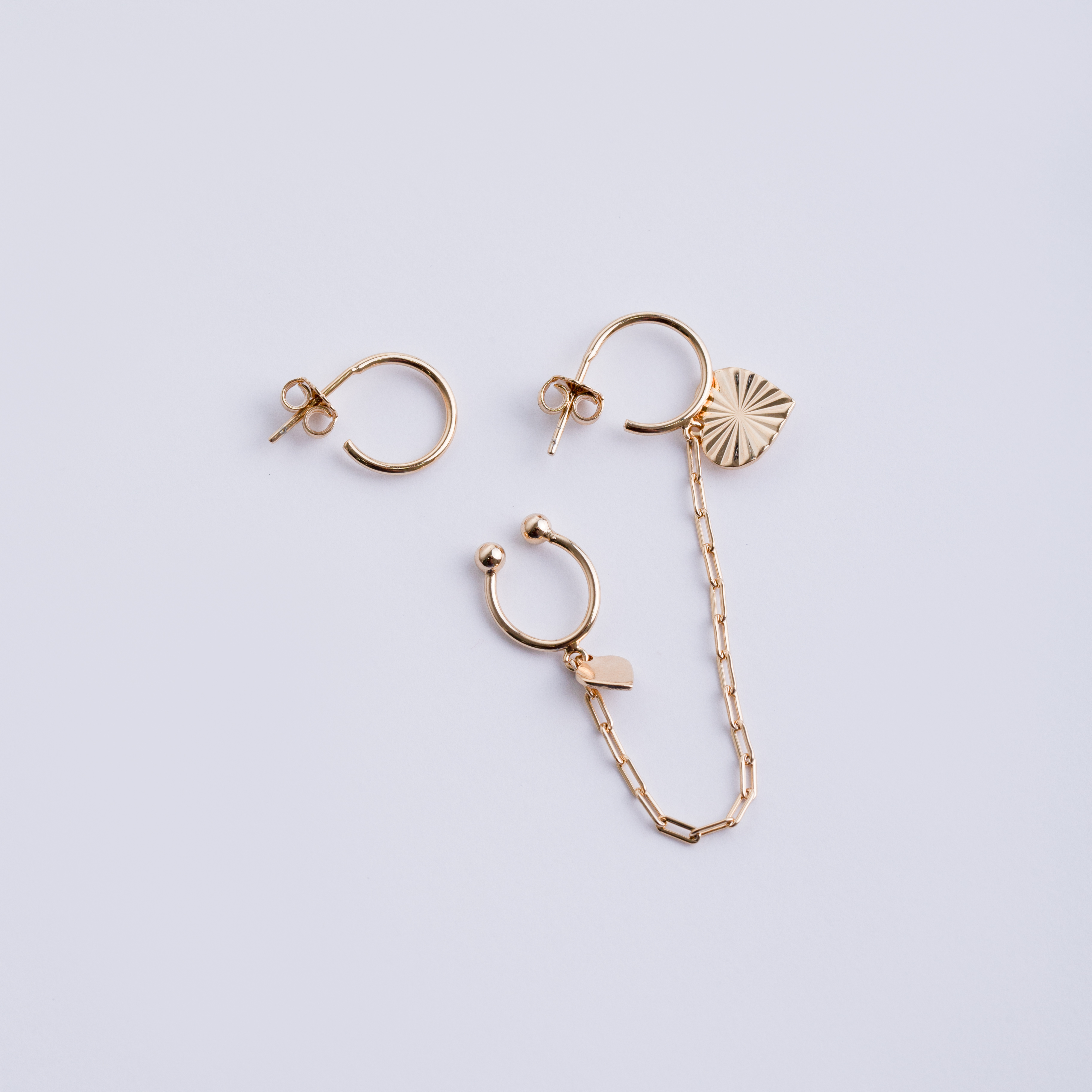 18360 Earring with Earcuff And Heart Charms