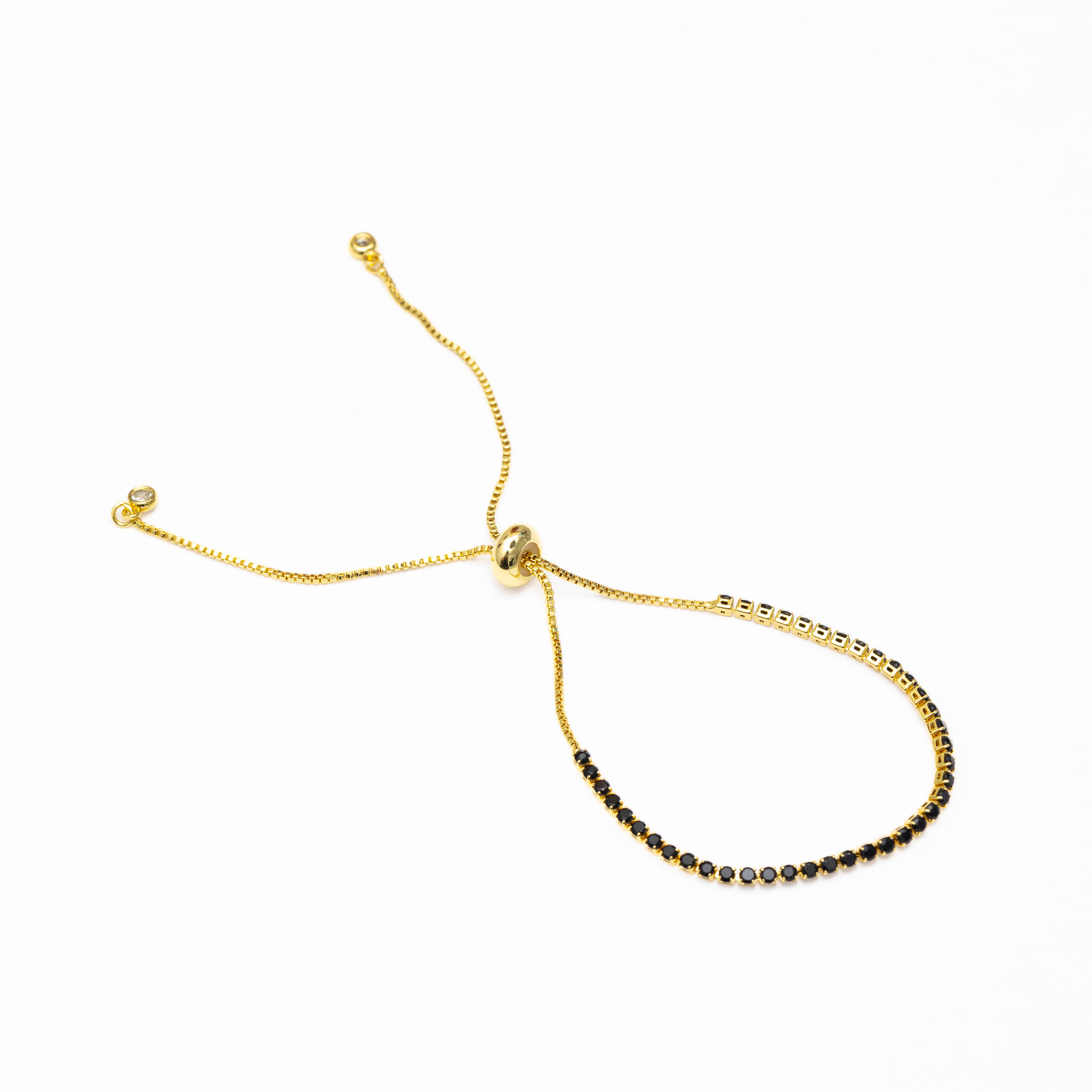 21521 Adjustable Black Crystal Tennis Bracelet 2mm