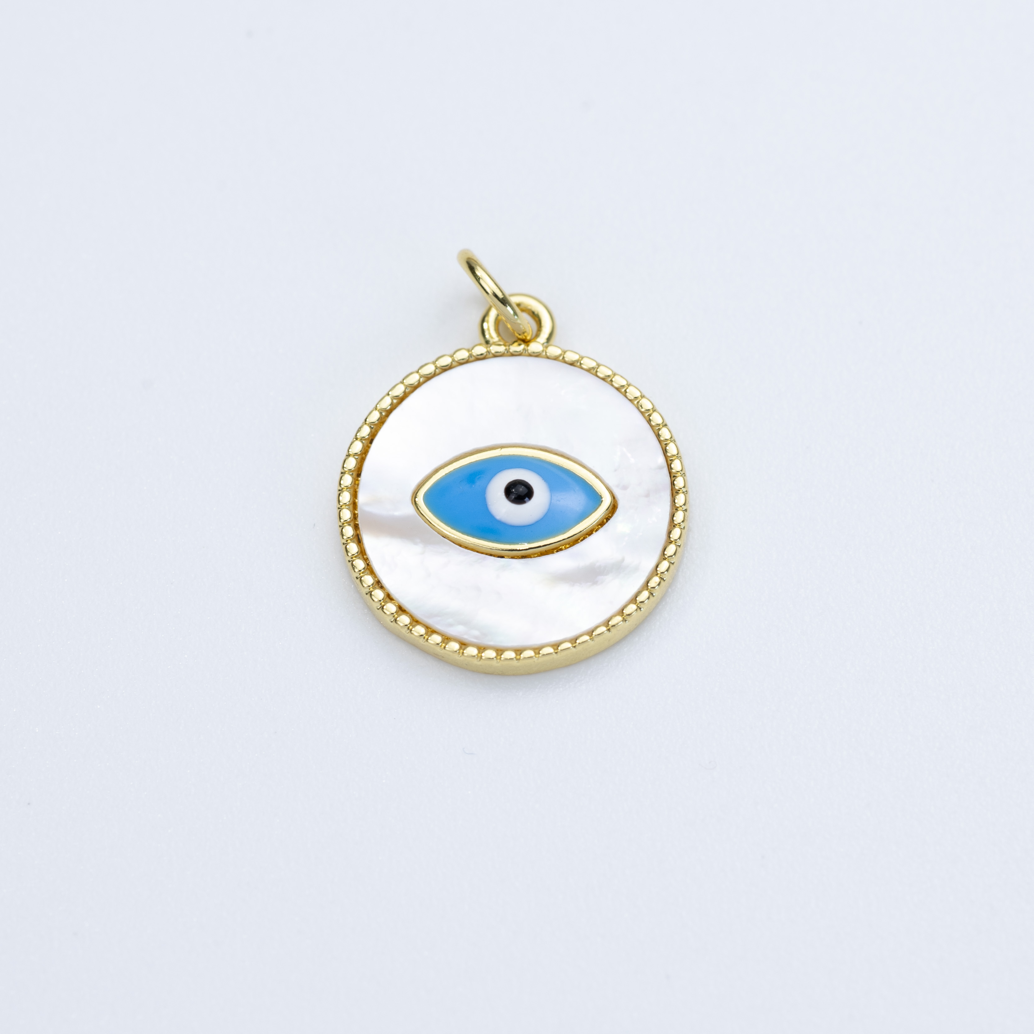 19611 Round Pendant with Blue Evil Eye Shell