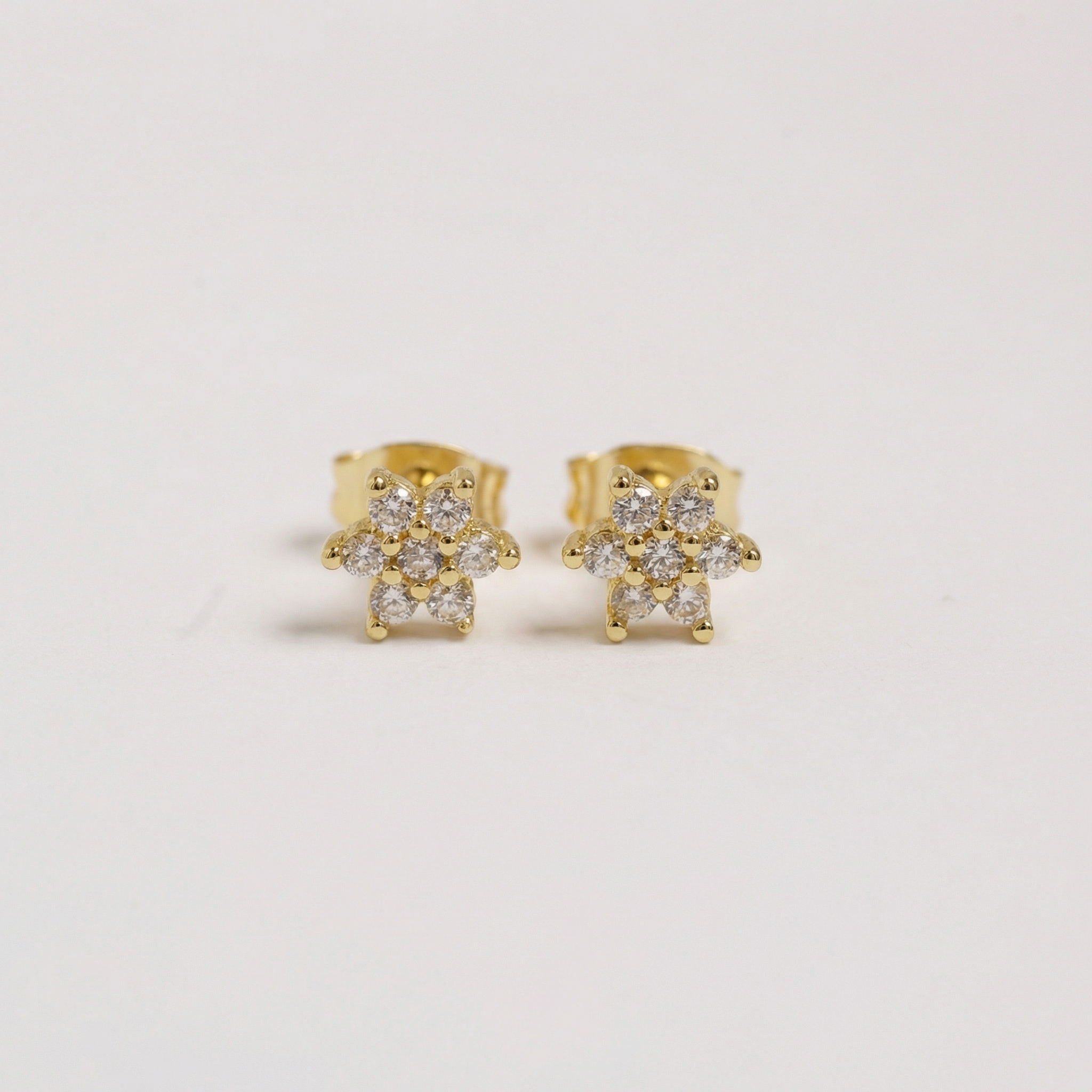 21998 Mini Flower Stud Earrings with Sparkling Crystals