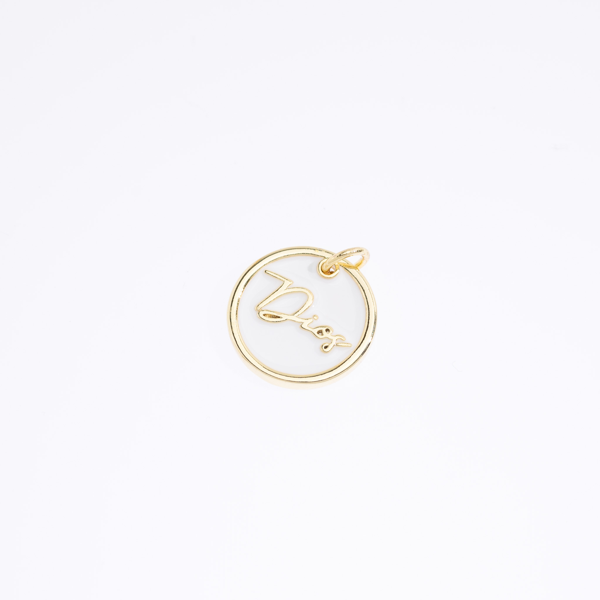 20686 Round Dios Charm White Enamel