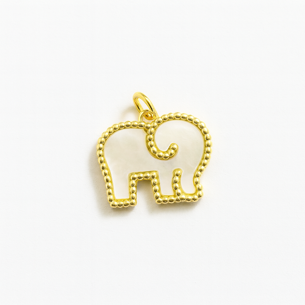 21372 Gold Mother-of-Pearl Elephant Pendant