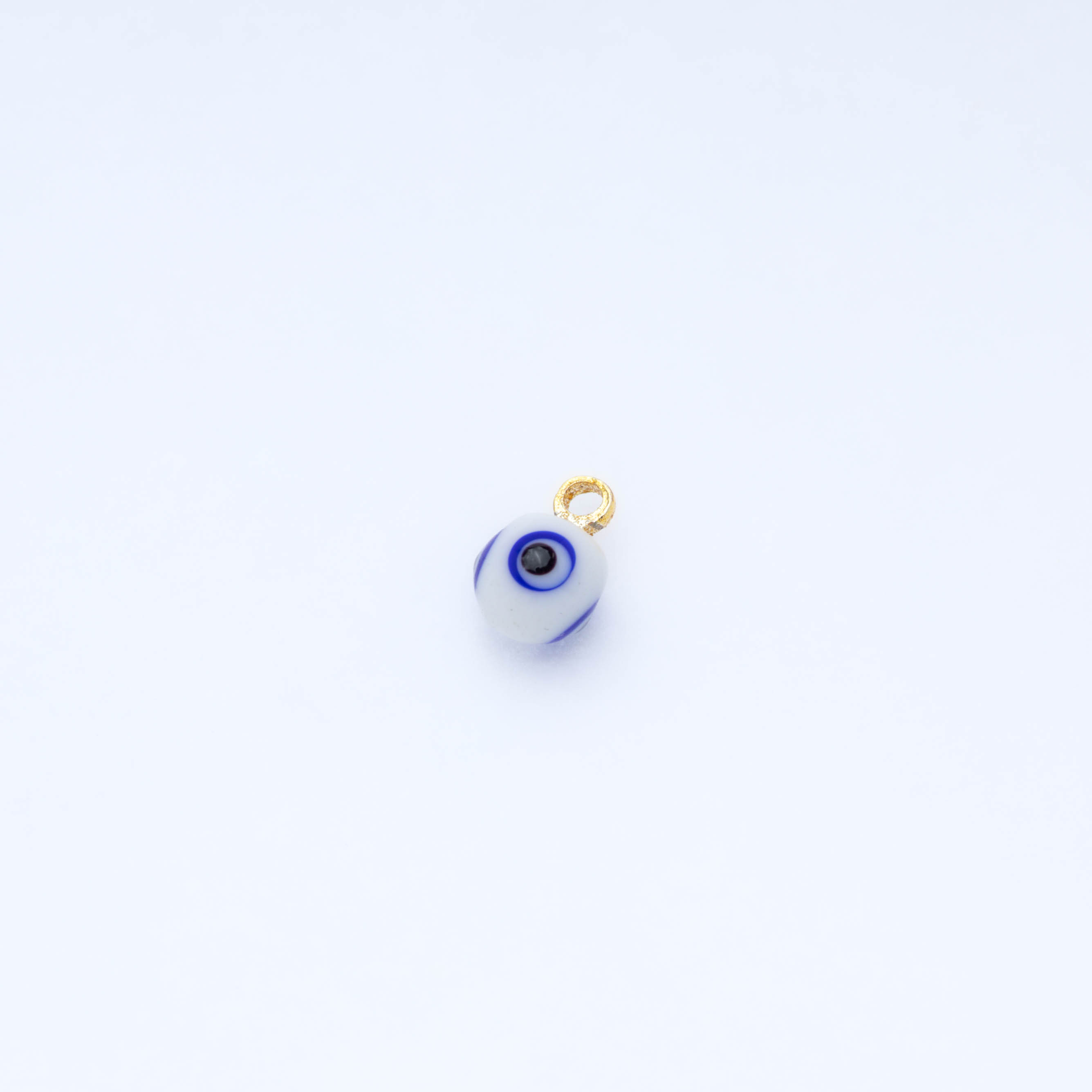 20859 White Round Evil Eye Glass Charms