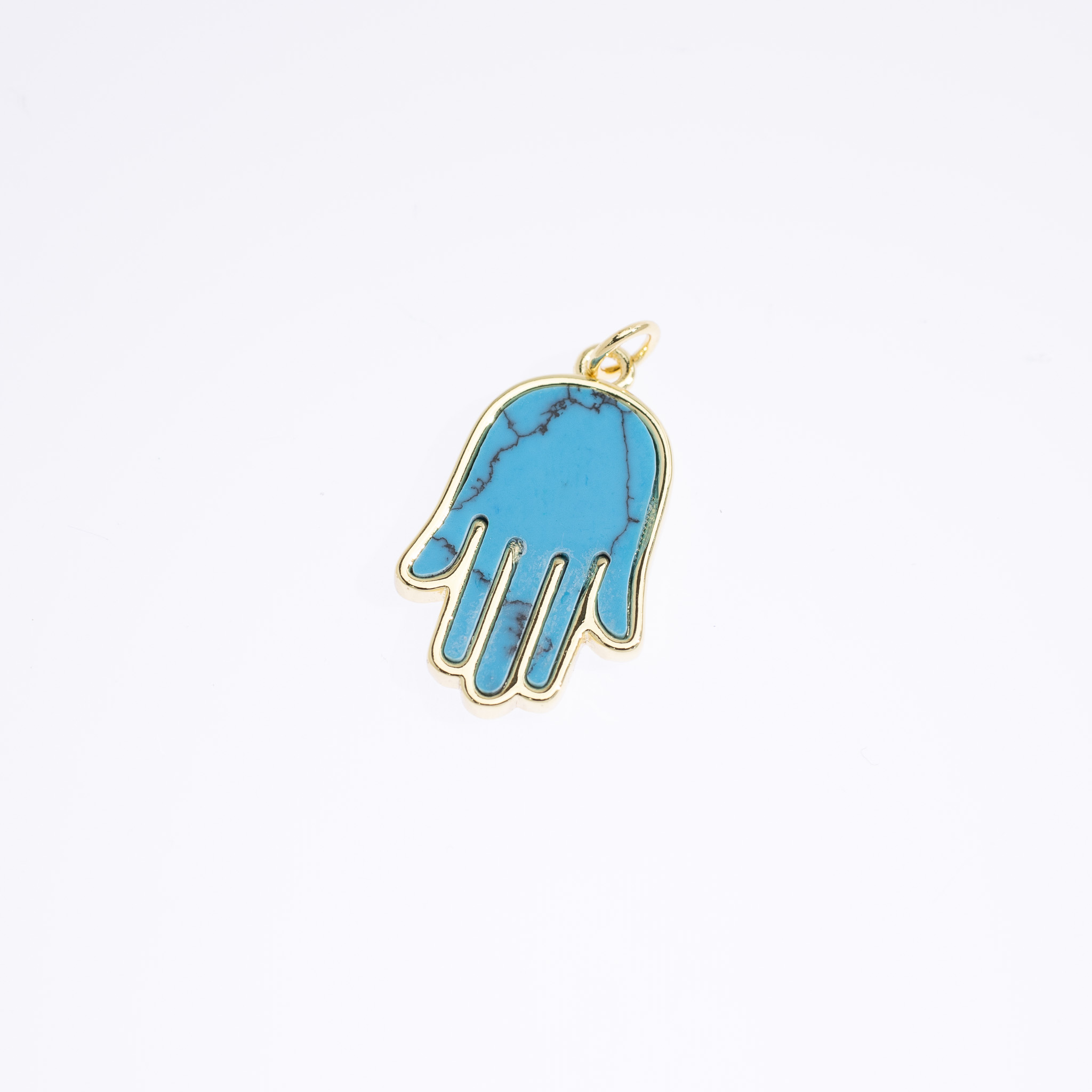 20642 Turquoise Hamsa Pendant with Gold Trim