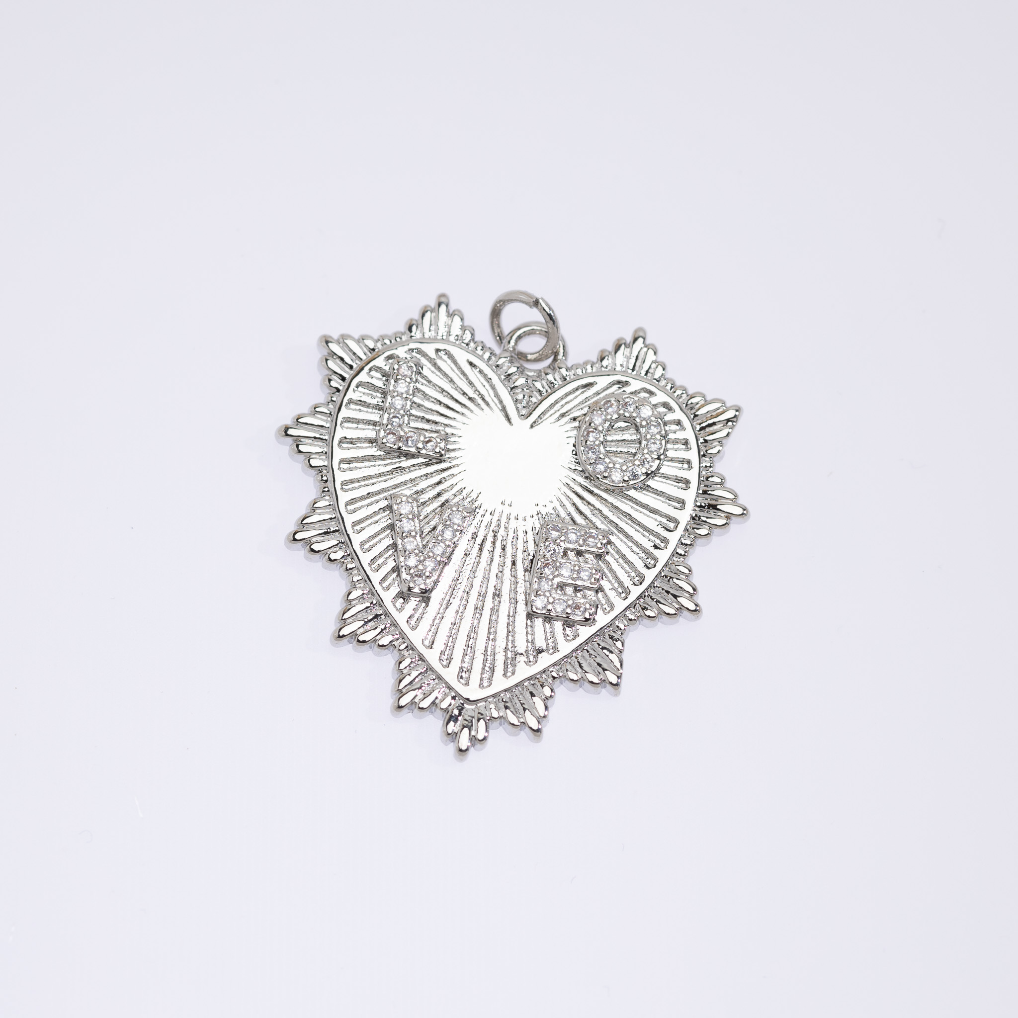 20602 Silver Love Heart Pendant with Crystal 