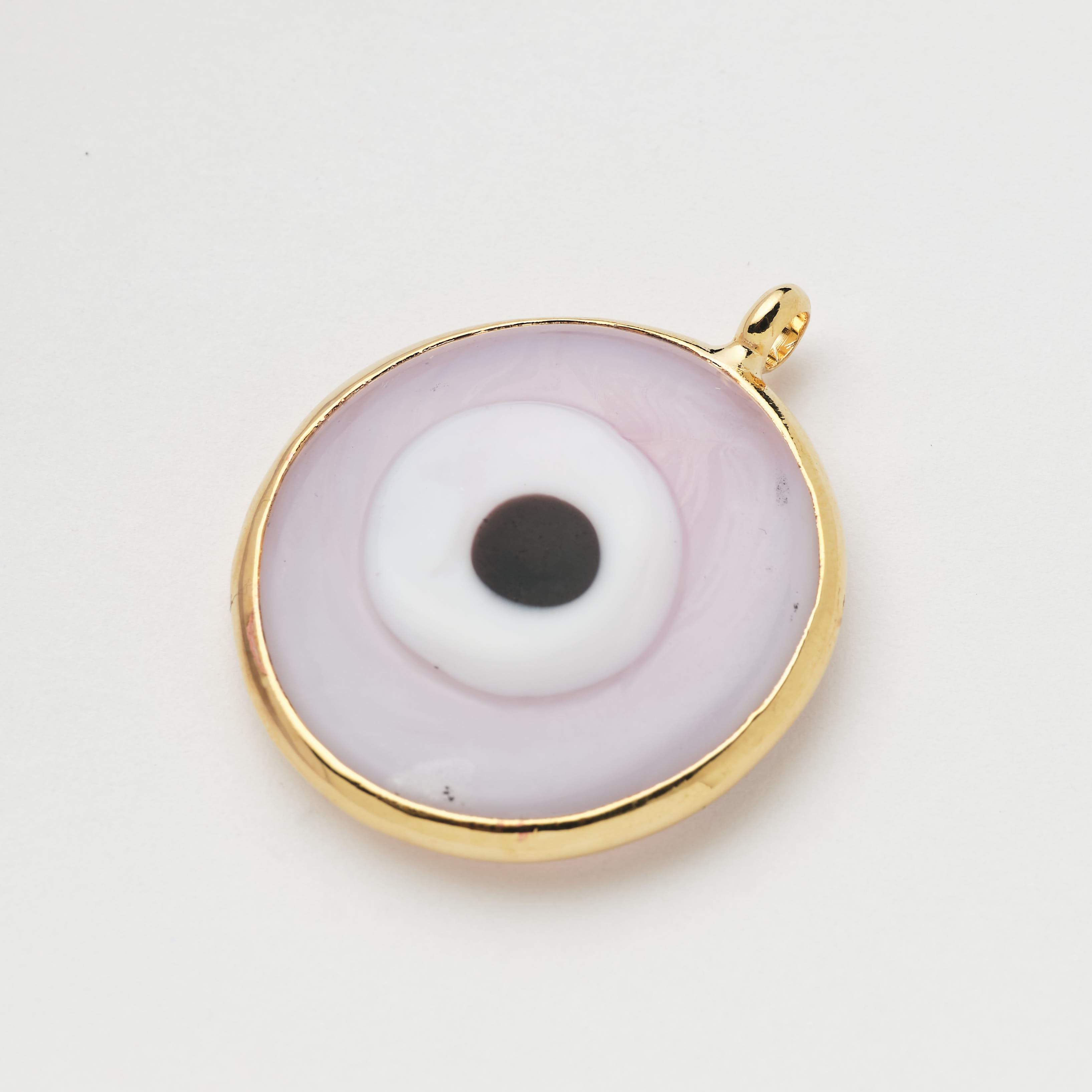 14975 Large Pink Eye Round Bizel Pendant