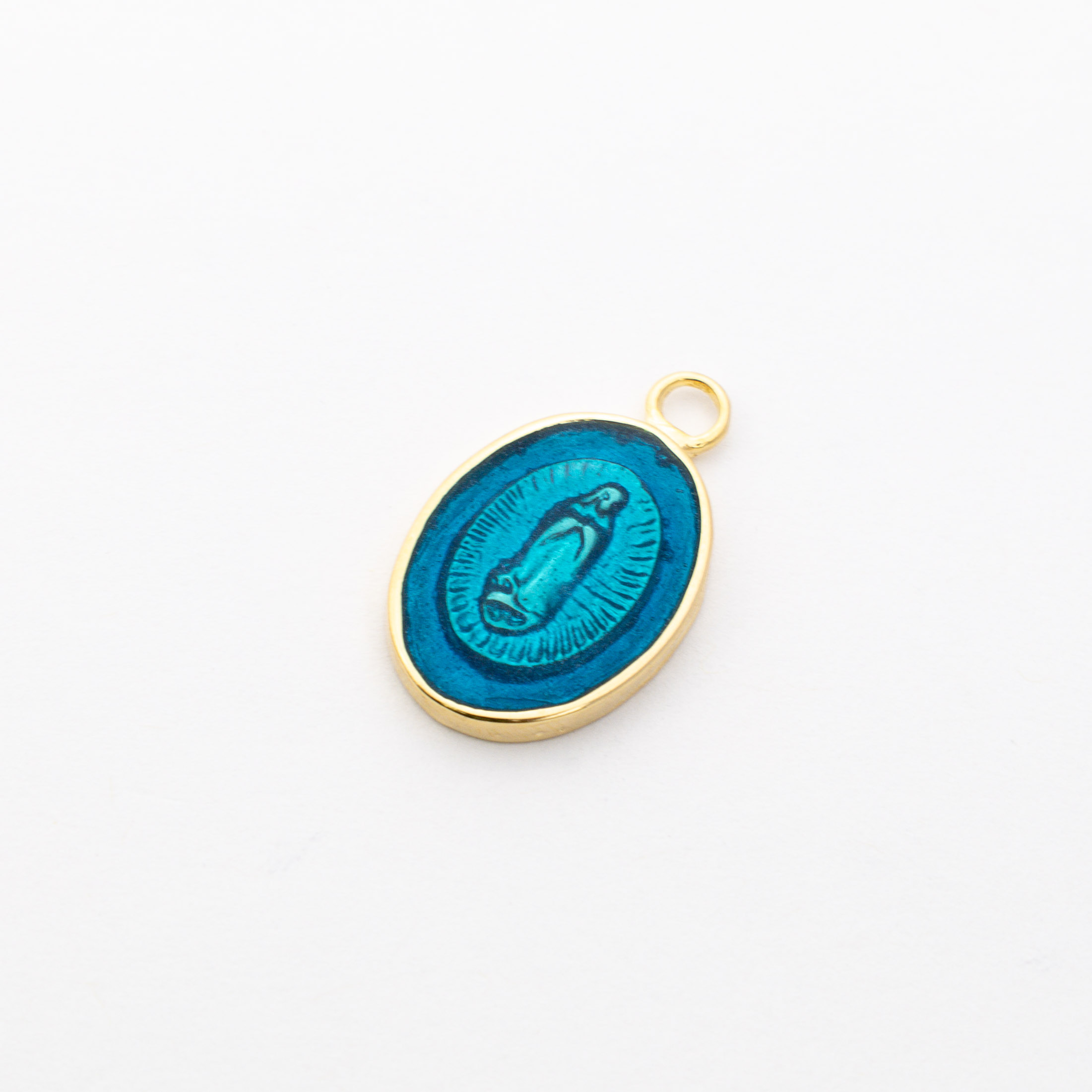 18252 Small Blue Virgin of Guadalupe Pendant 