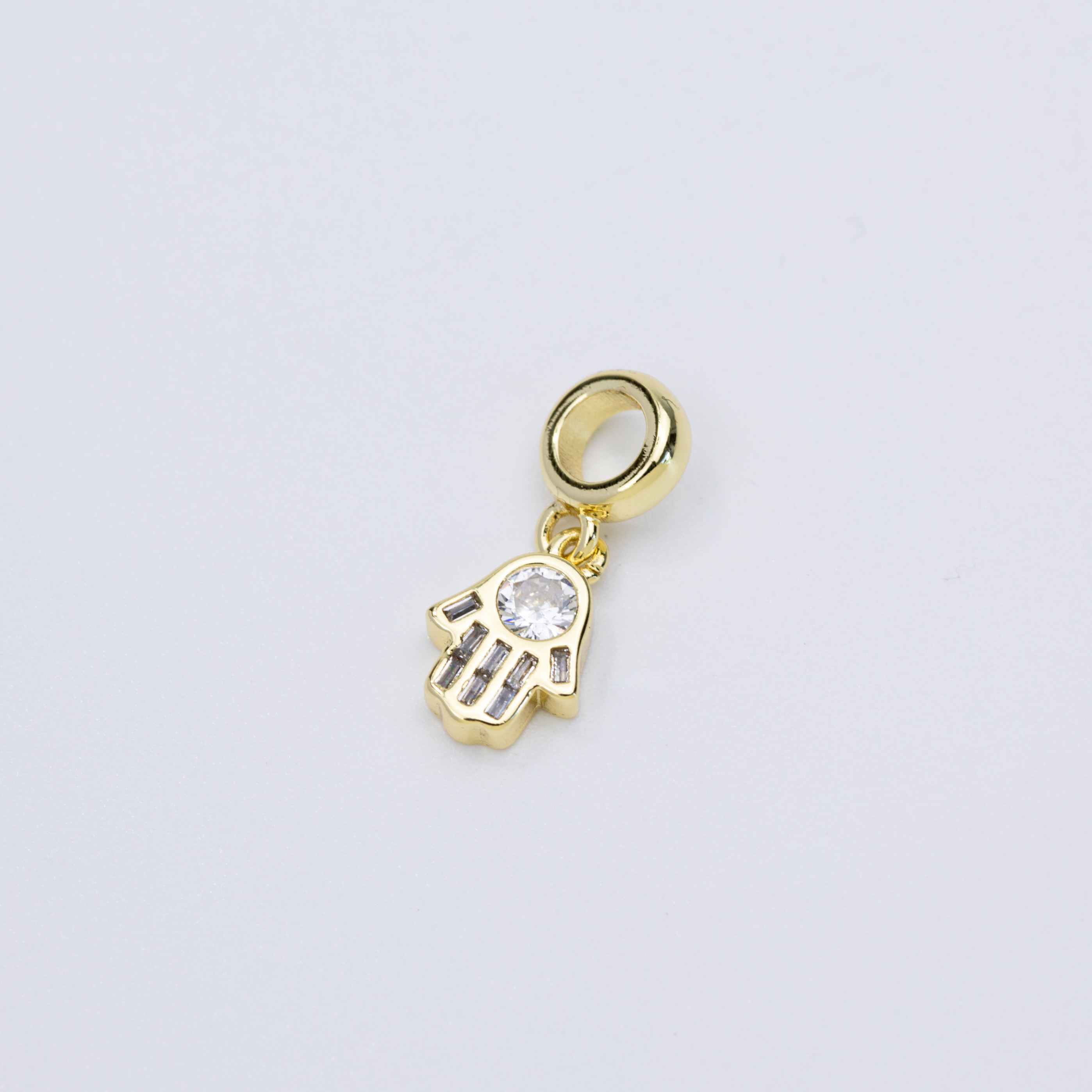 19848 Golden Hamsa Pendant with Zirconia