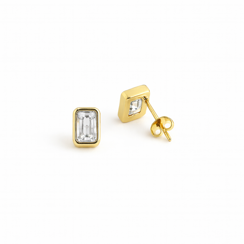 21573 Rectangular Crystal Clear Earrings