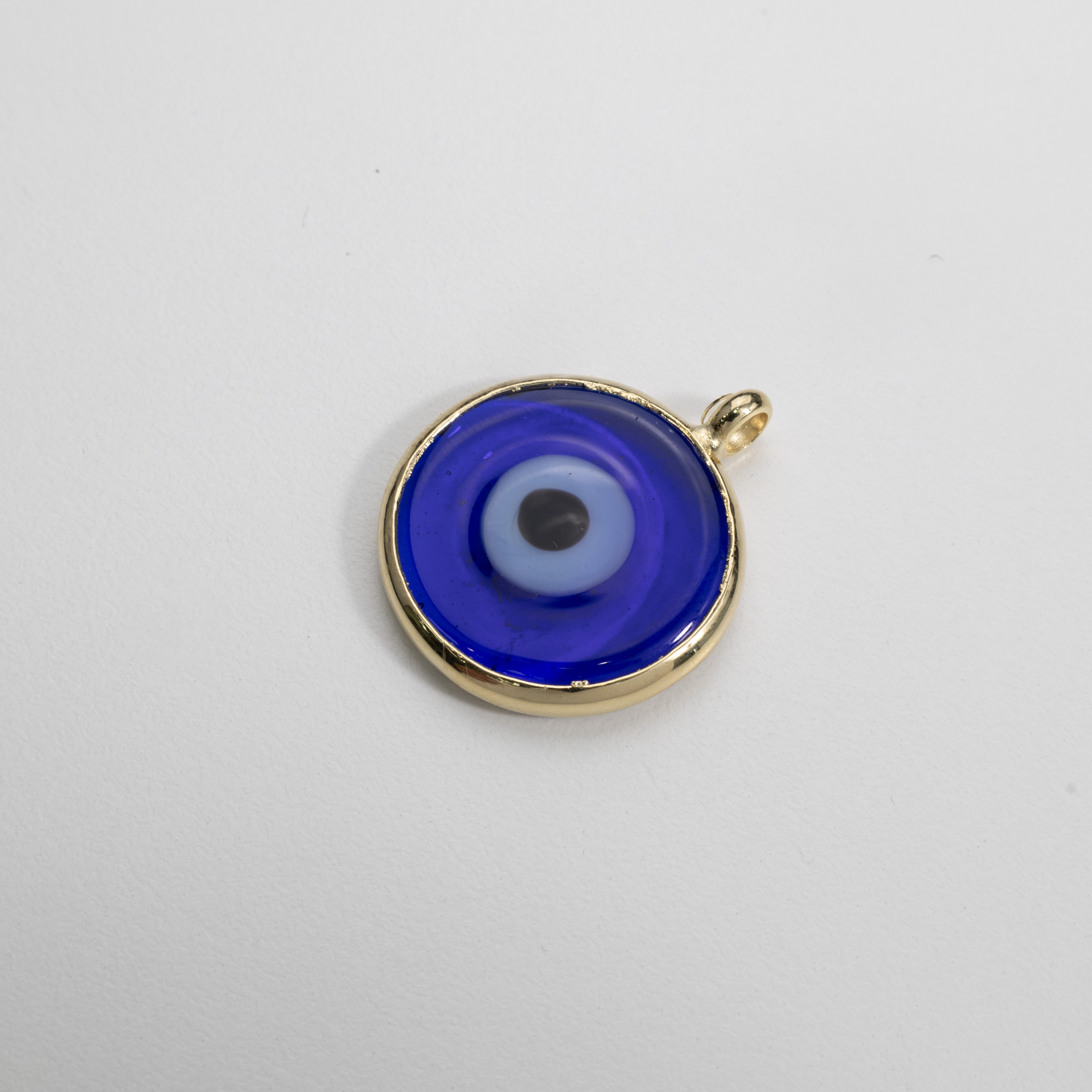 16162 Blue Eye Round Bizel Charm 25mm