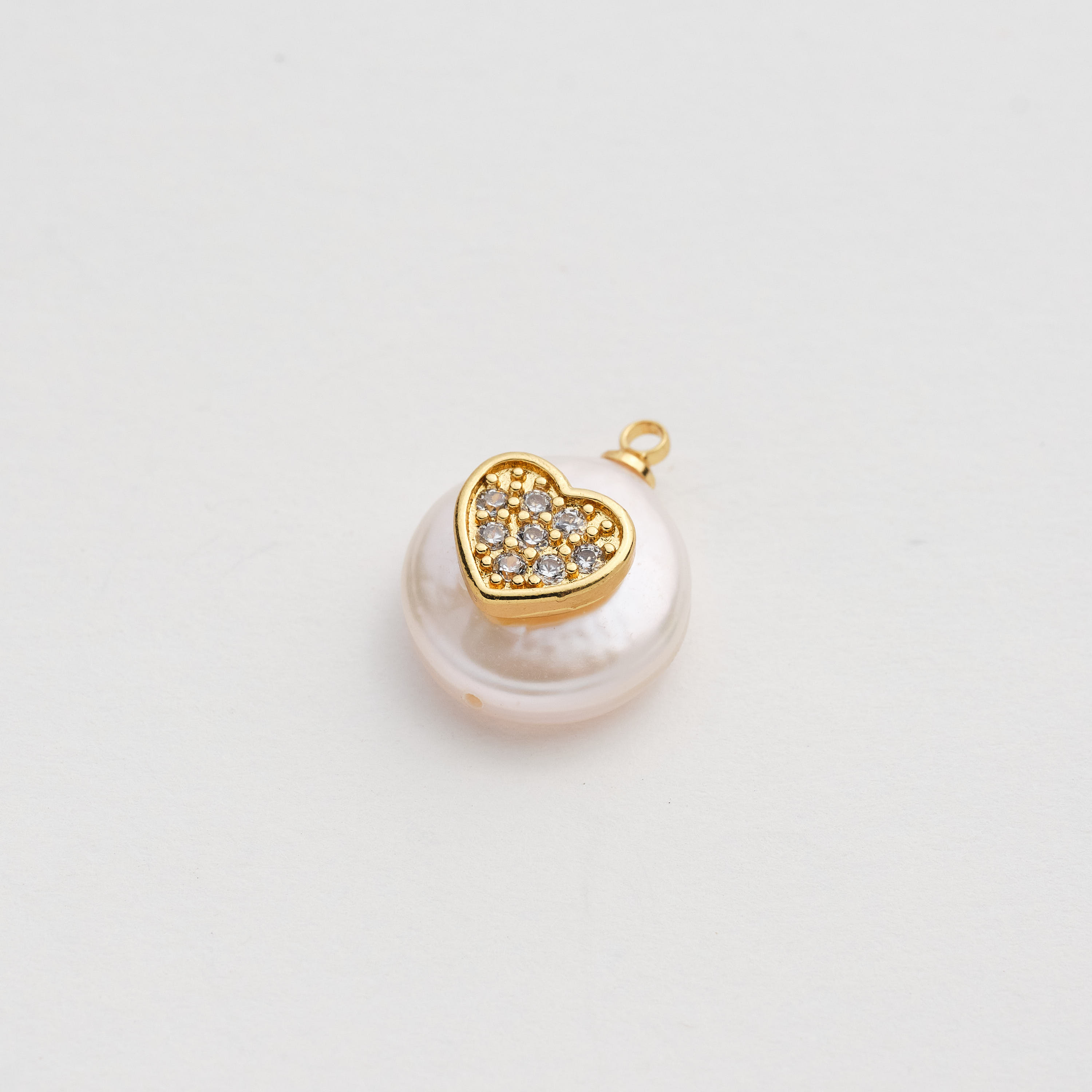 15713 Pearl with Heart Micropave Pendant