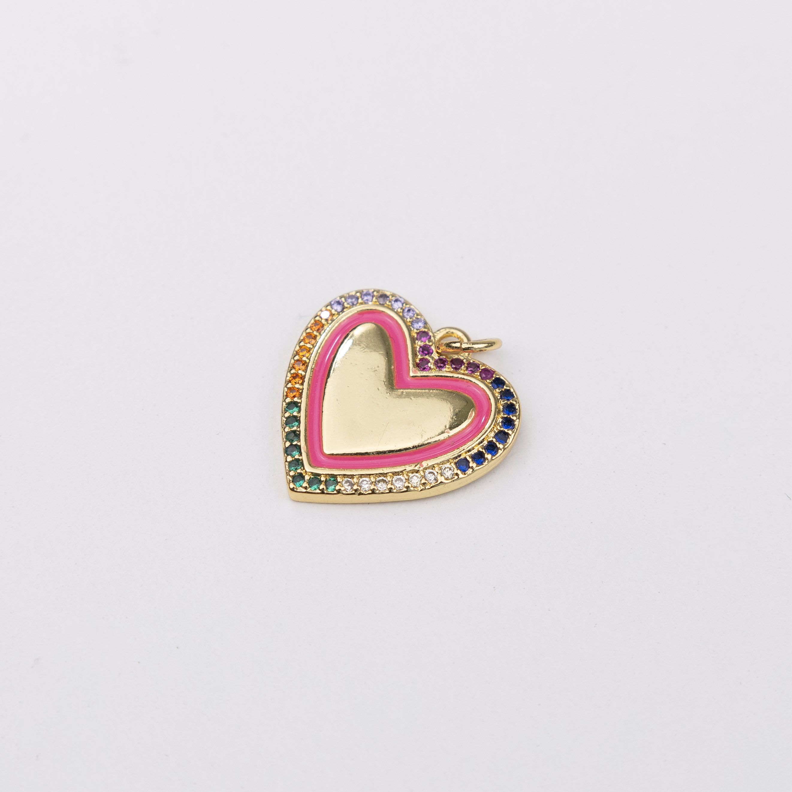 13124 19mm Fuchsia Micropave Multicolors Heart Pendant