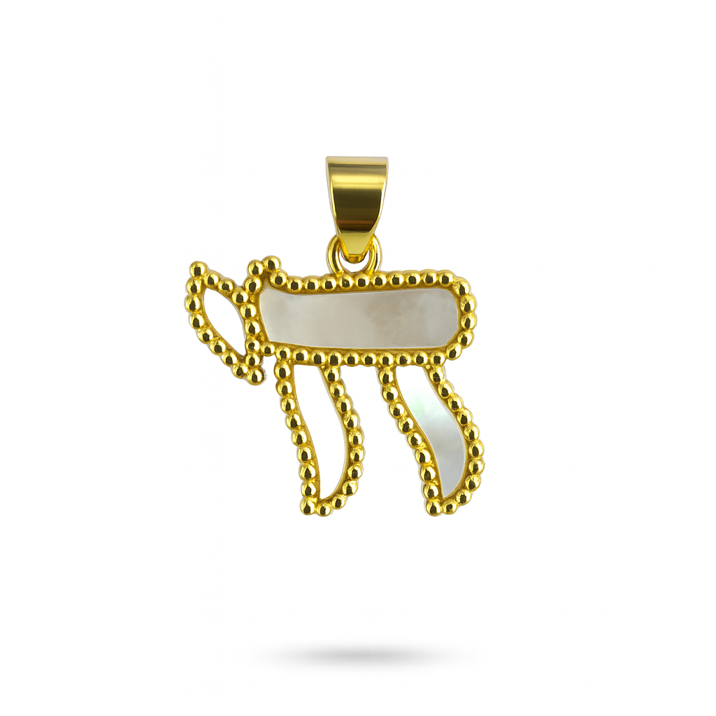 21365 Gold Chai Pendant with Mother of Pearl