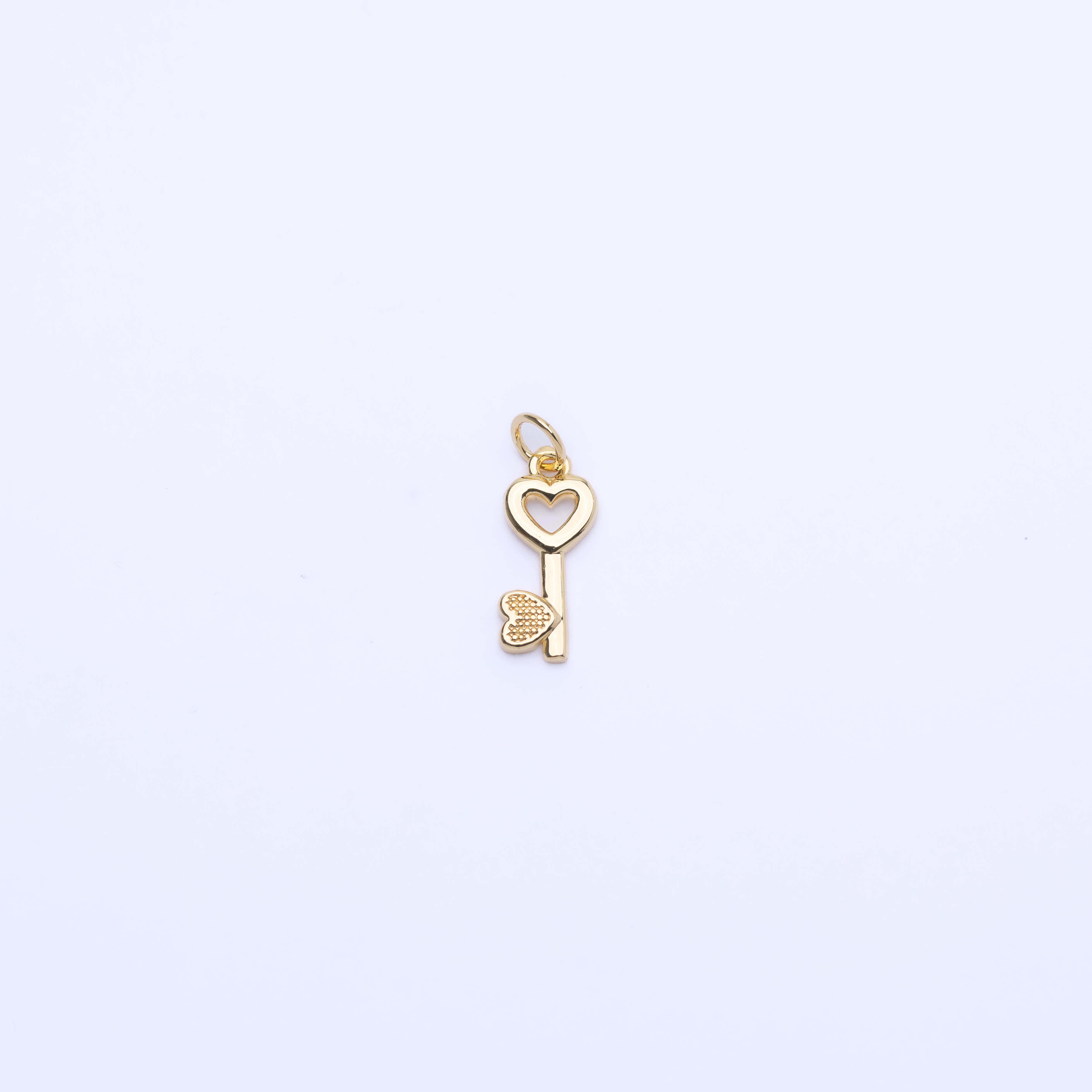 21153 Gold Key Pendant with Heart Detail