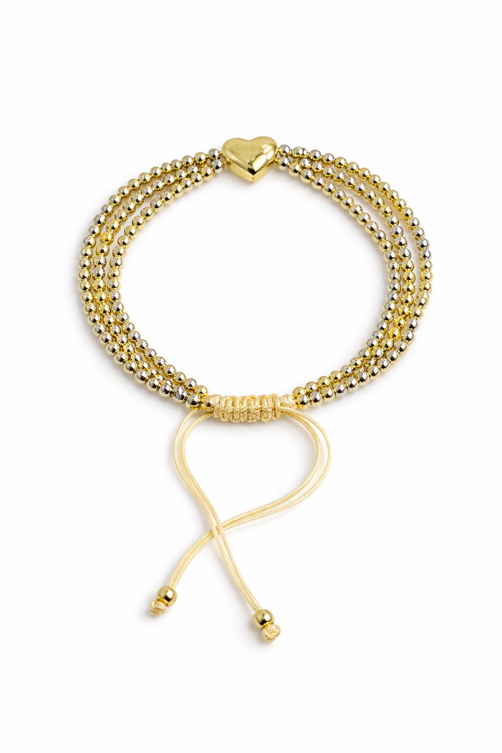 21597 3mm Gold & Silver Adjustable Bracelet with Heart