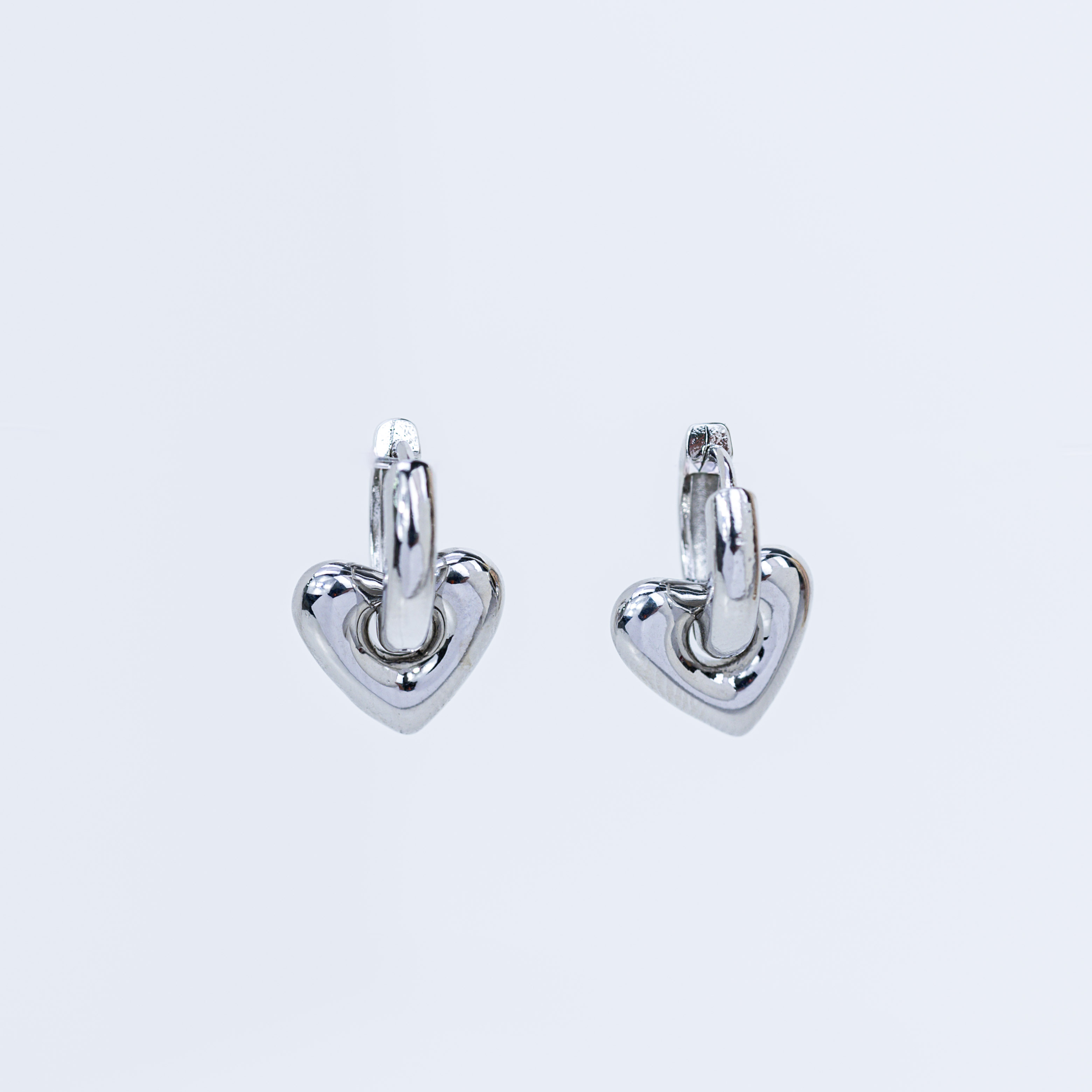 20115 Silver Heart Hoop Earrings