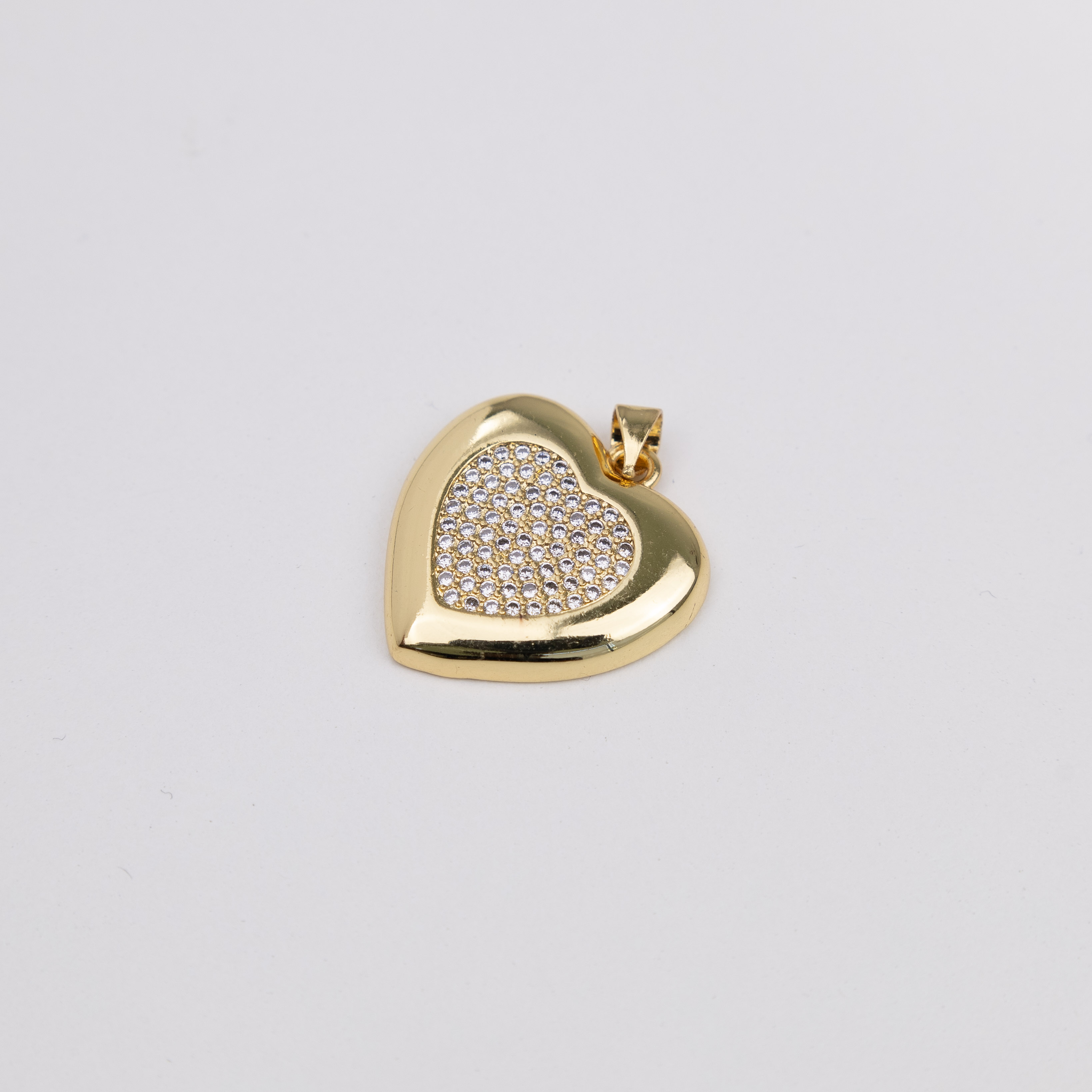 13122 23mm Heart Pendant with Clear Micropave