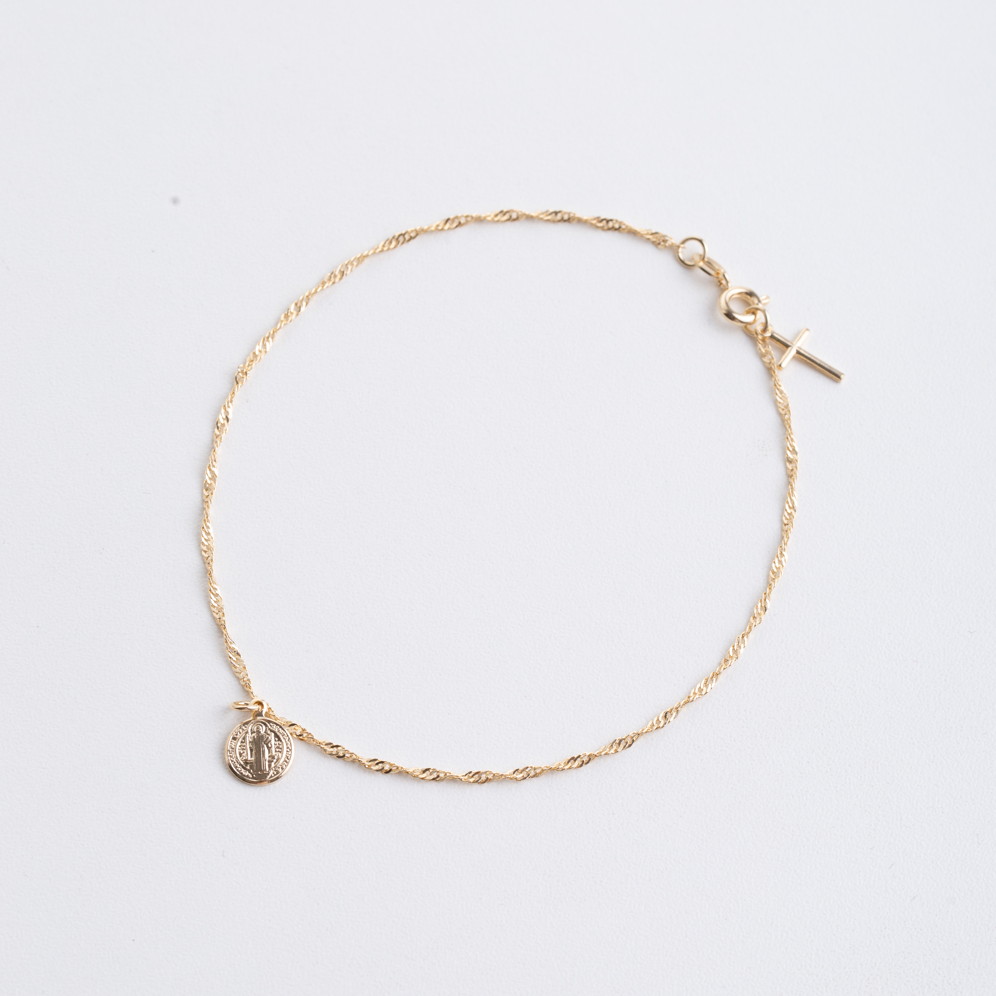 18878 Benedict Figaro Chain Anklet with Cross Charm