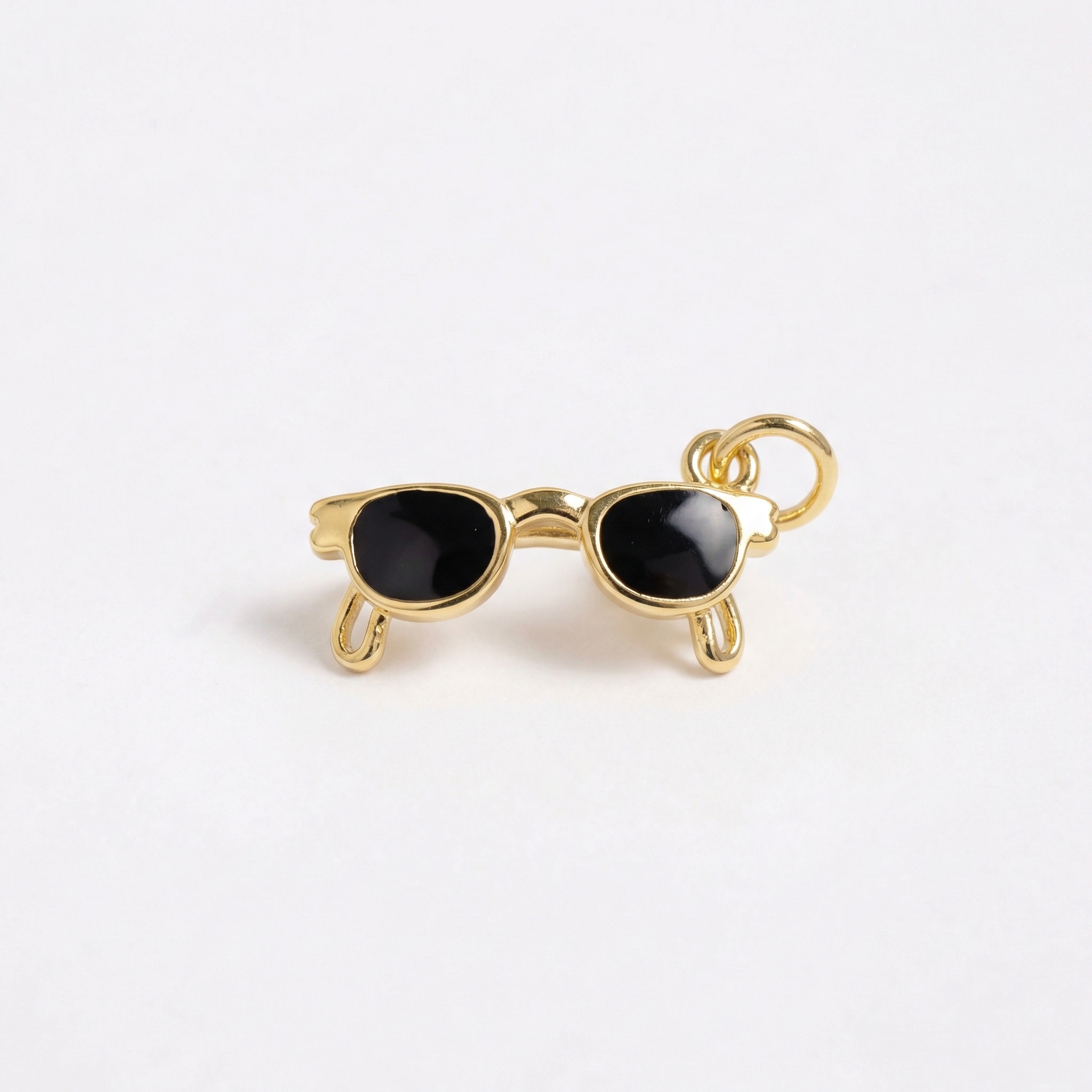 21912 Gold Sunglasses Charm with Black Enamel