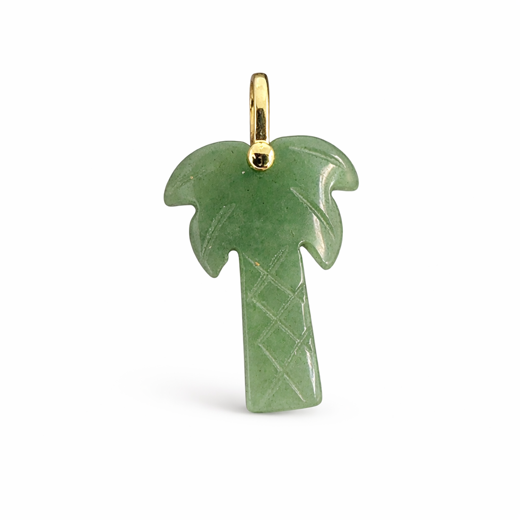 22038 Green Aventurine Palm Tree Pendant