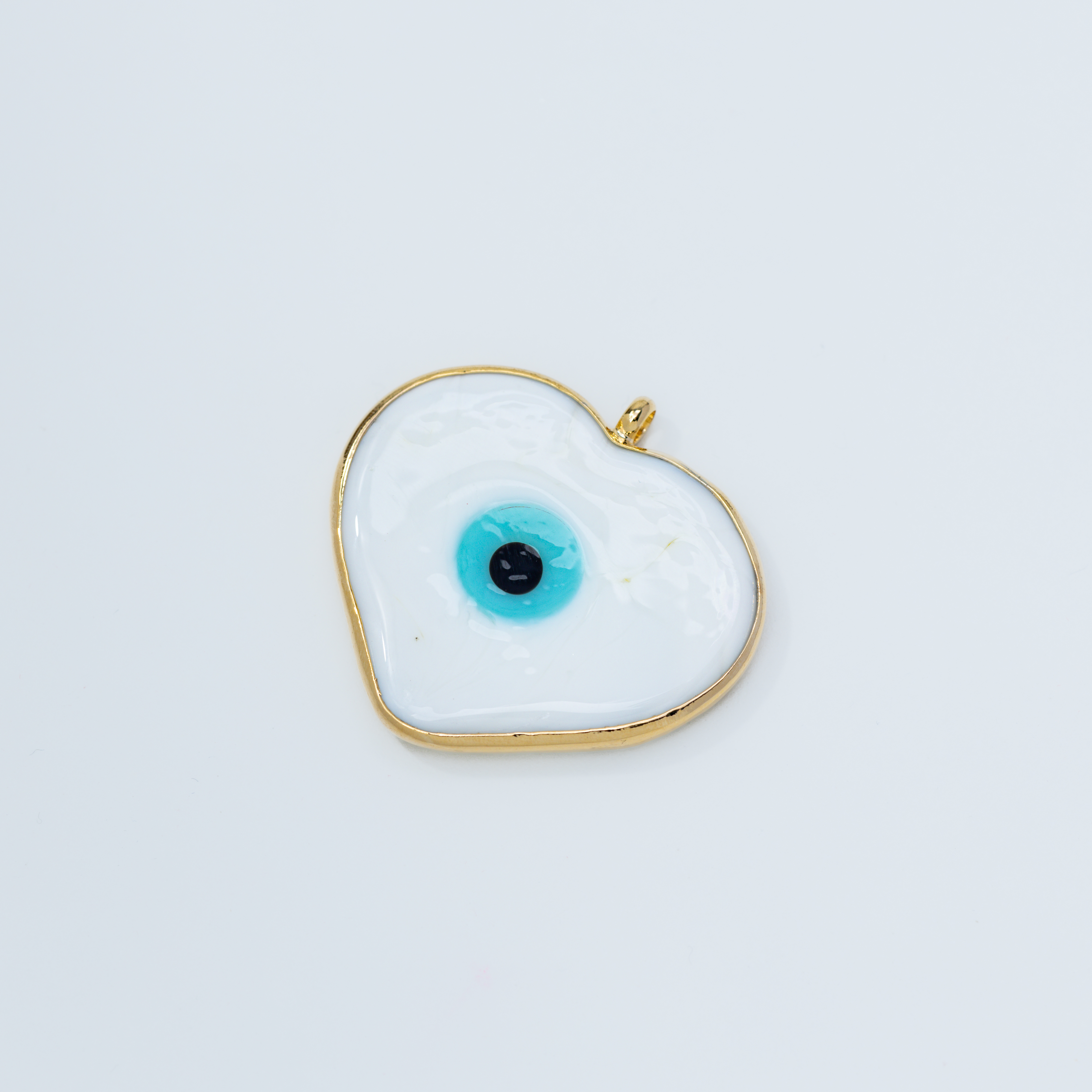 20029 Heart With Eye Bizel Whithe 40mm