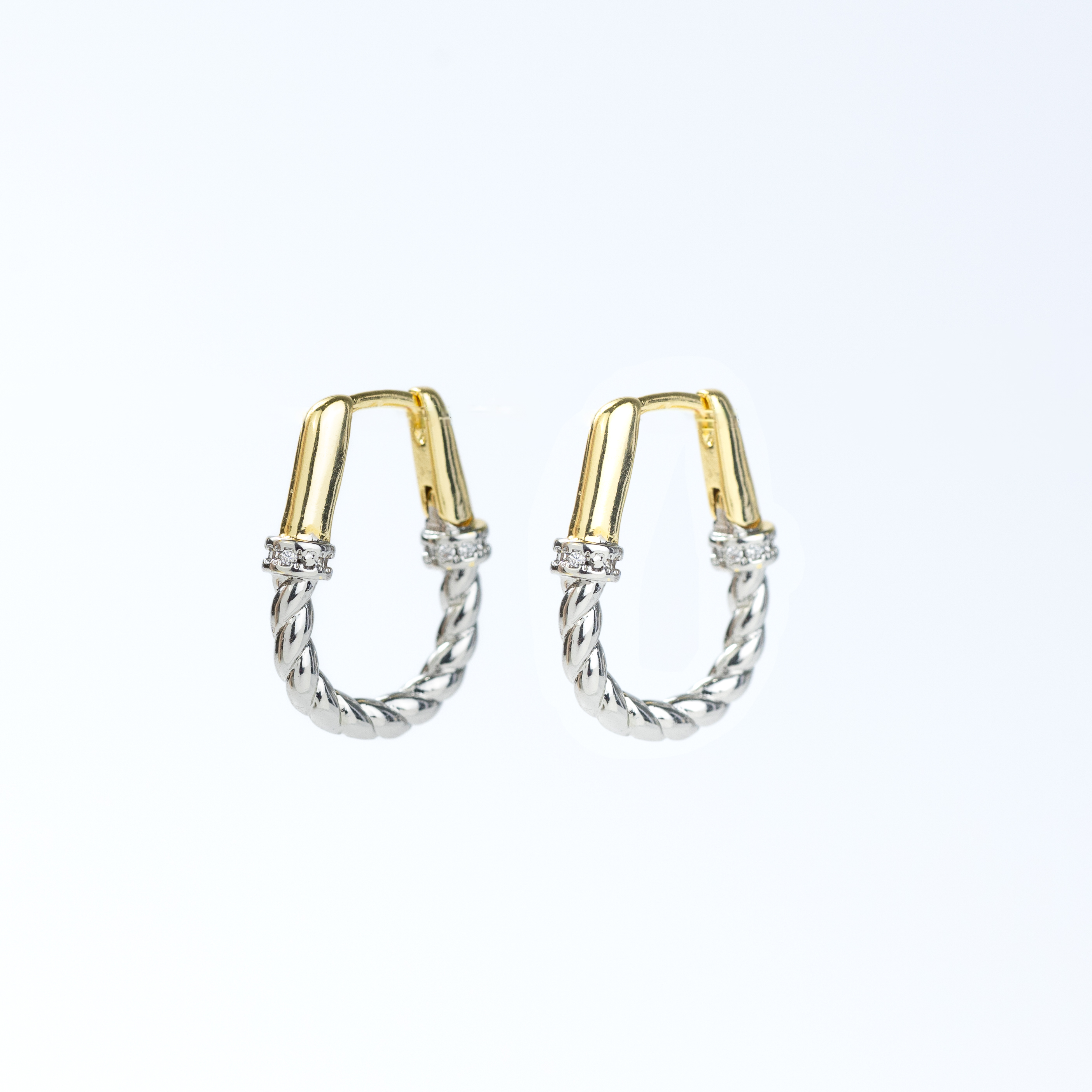 20308 Silver Gold Earrings and Zirconia 