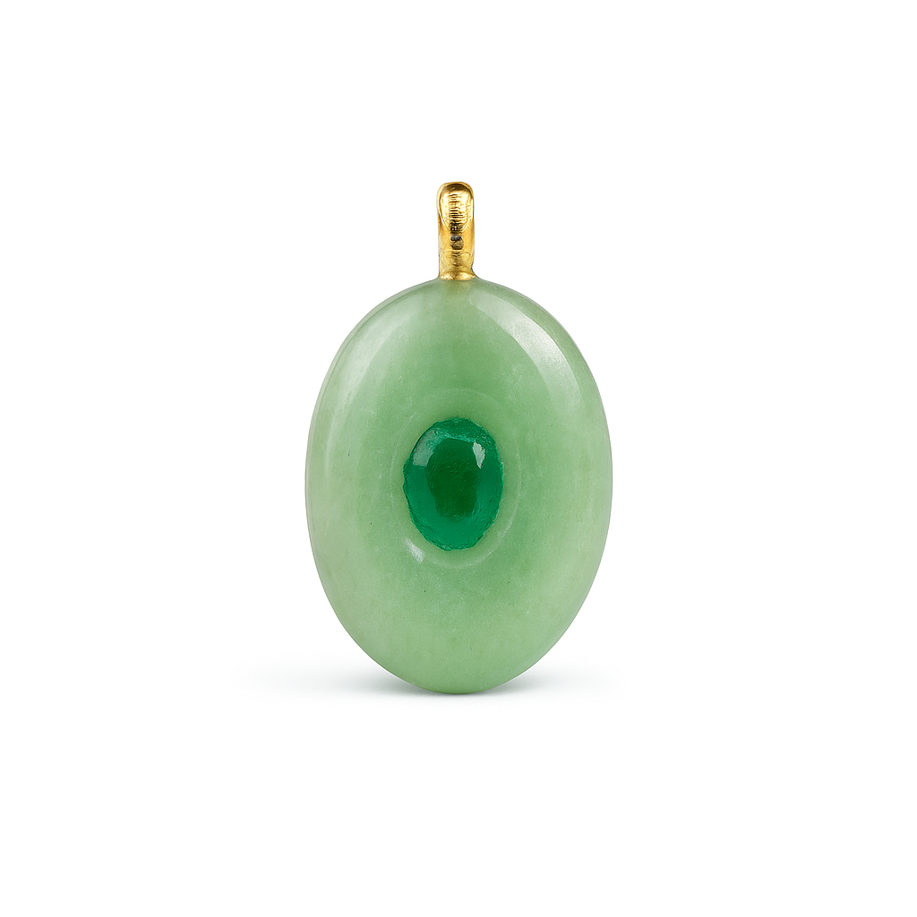 21421 Oval Green Pendant with Vivid Center