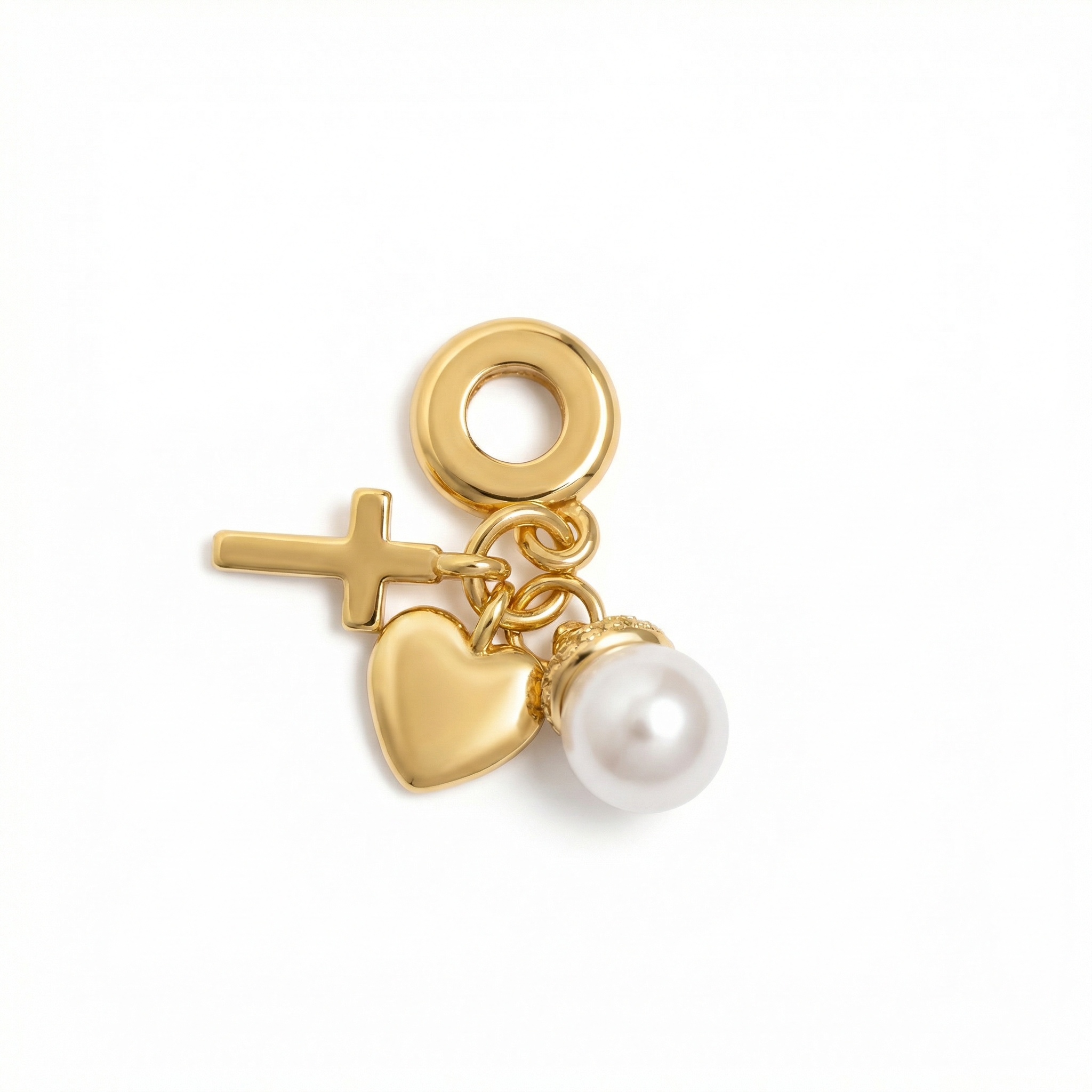 21956 Heart, Cross & Pearl with CZ Detail
