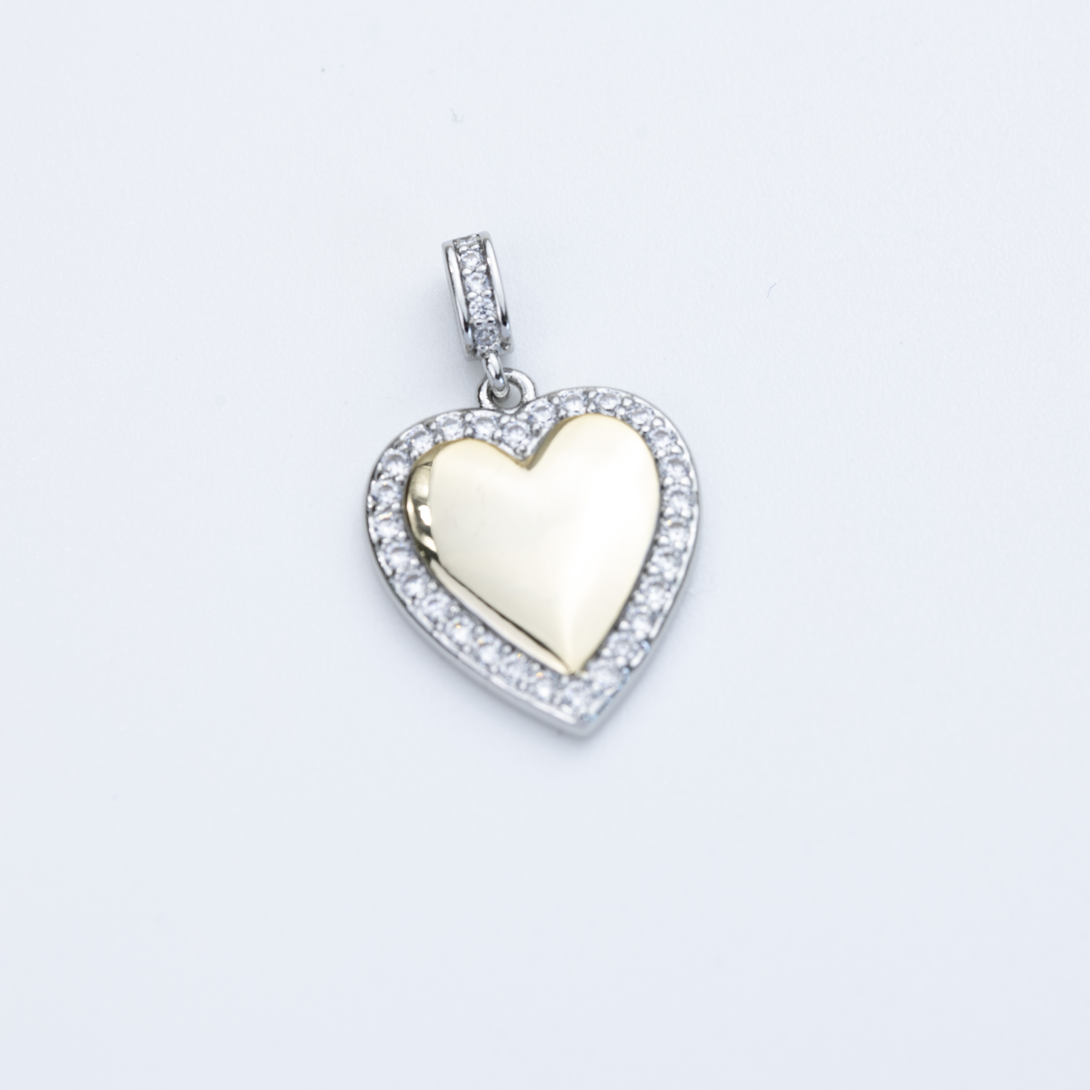 19602 Silver Pendant with Gold Center and Zirconia