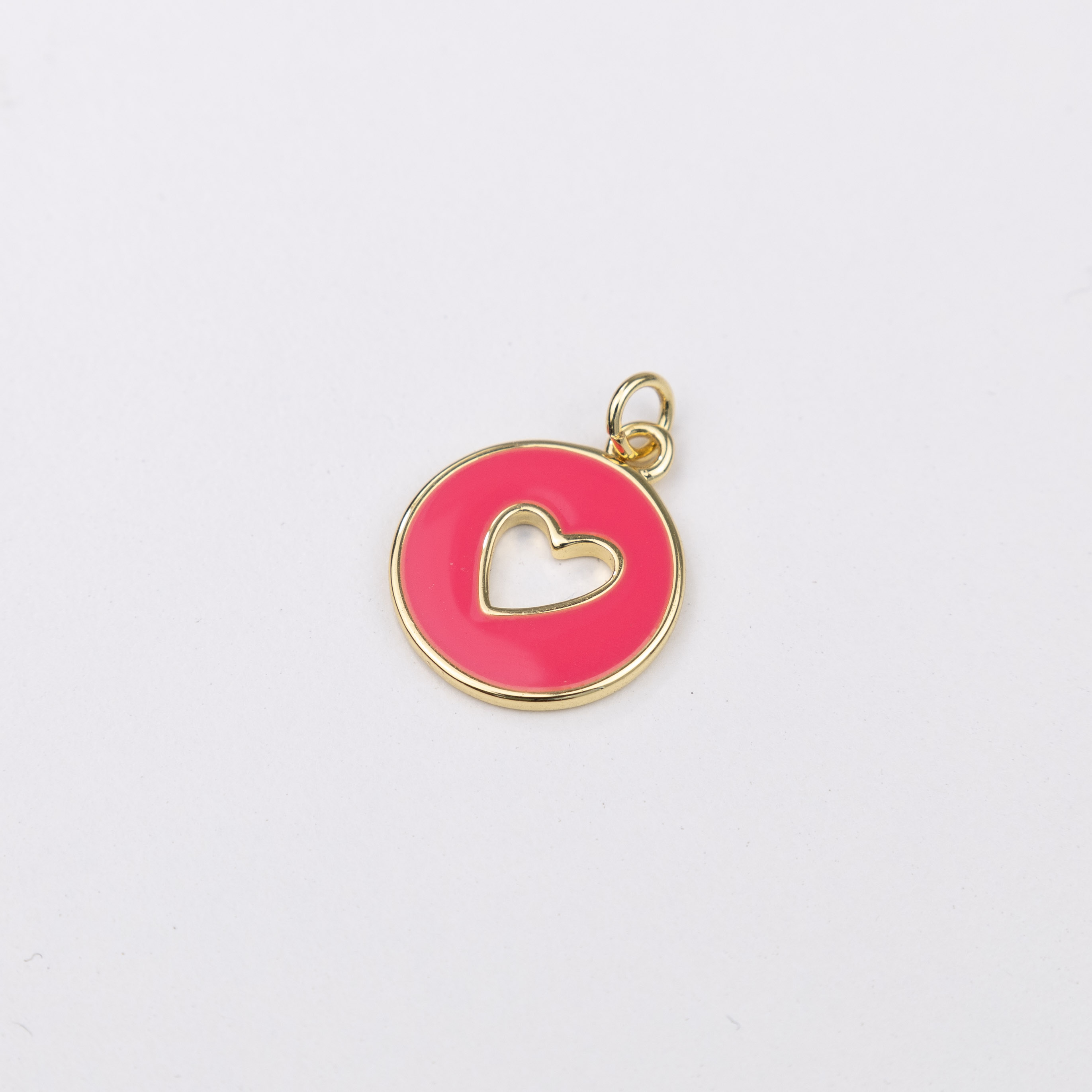 13996 17mm Round Fuchsia with Heart Pendant